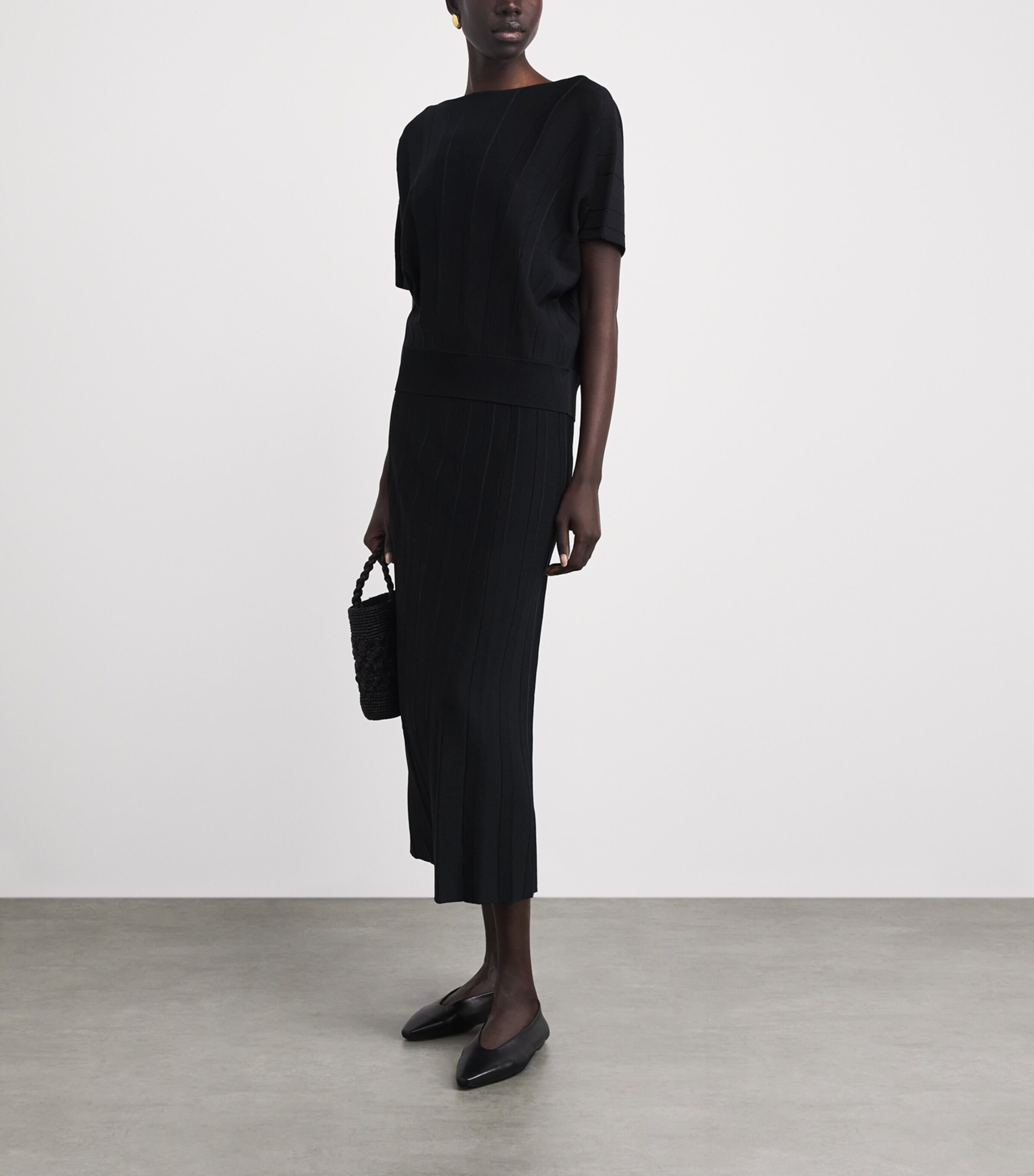 Falke Womens Plissé Boat-Neck Top Black Image 2