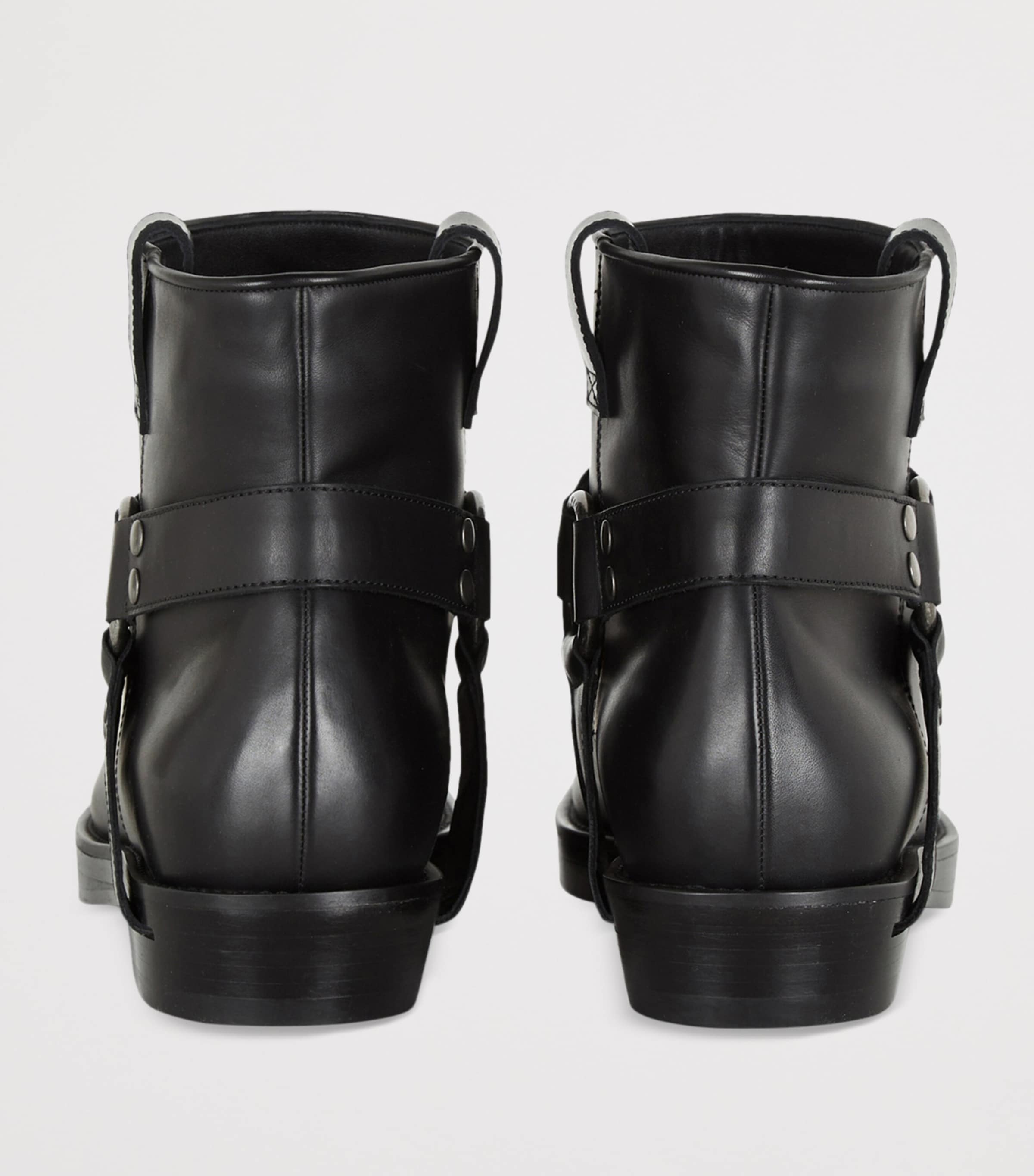 Leather Biker Ankle Boots 0PA NOIR Image 4