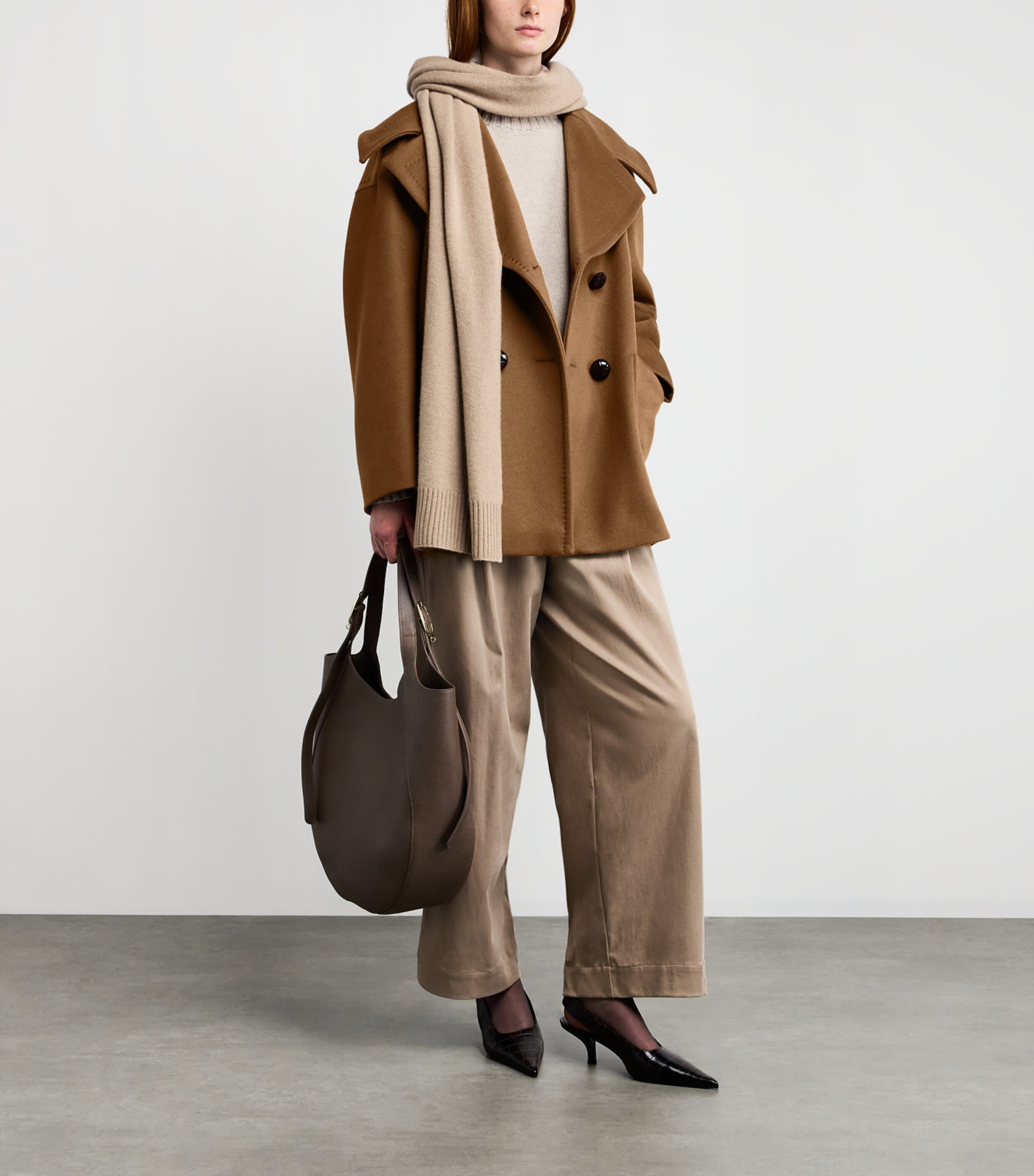 Cashmere Atelier Pea Coat CAMEL Image 2