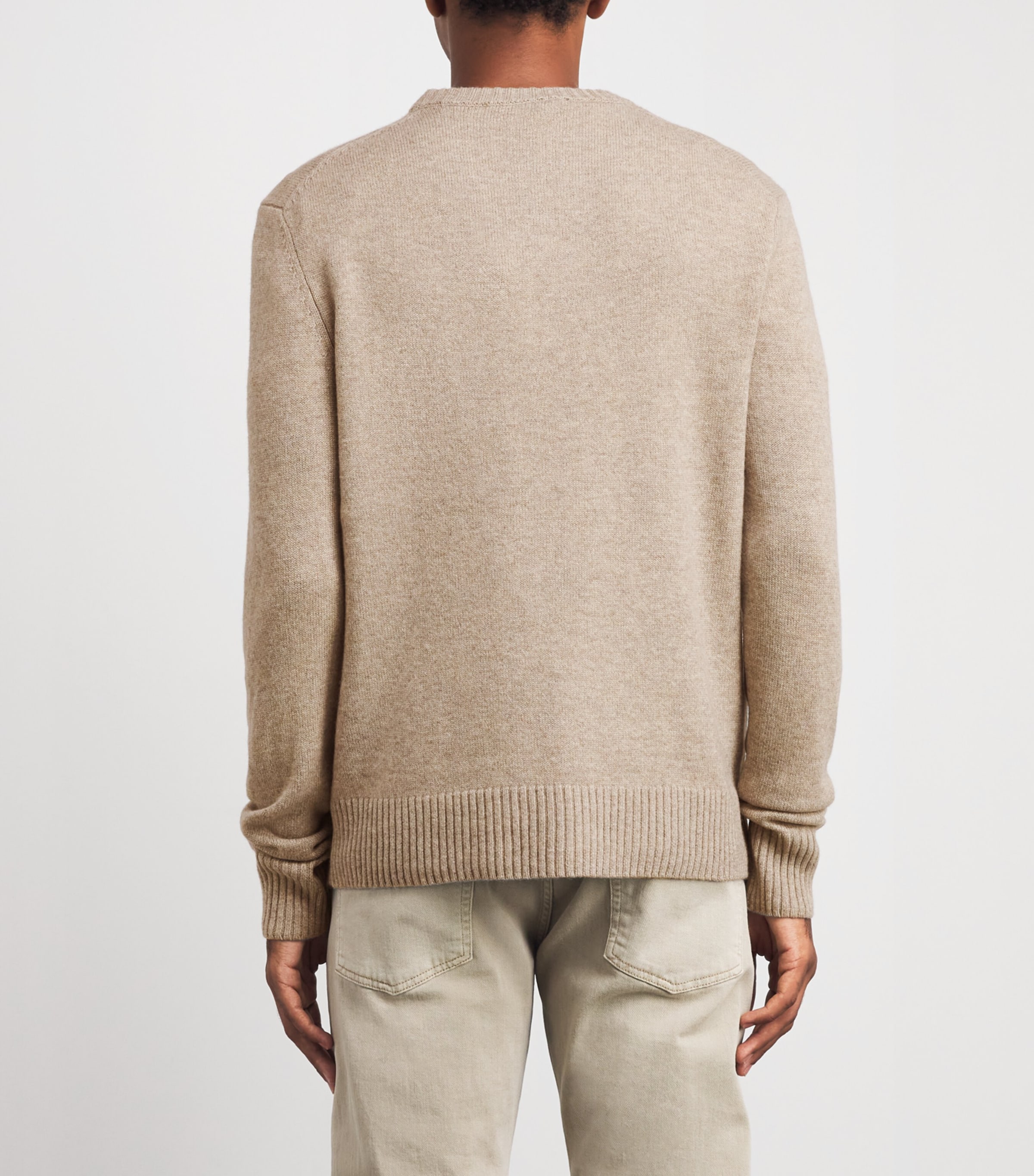 Yves Salomon Mens Wool-Cashmere Crew-Neck Sweater Sandstorm Image 5