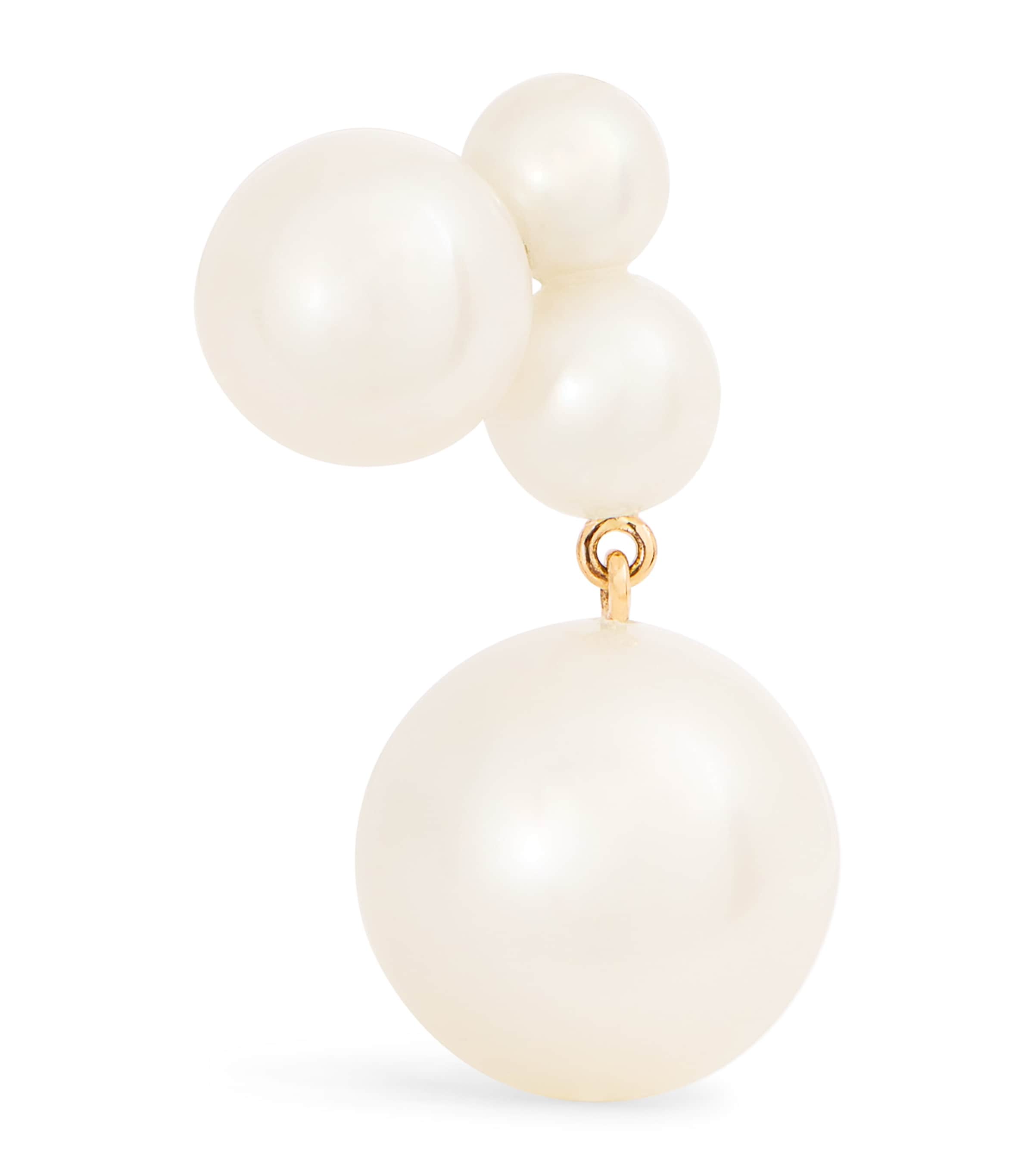 Sophie Bille Brahe Yellow Gold and Pearl Stella Perle Single Right Earring | Fine Jewellery | Fine Earrings | Single Earrings | Designers | Sophie Bille Brahe
