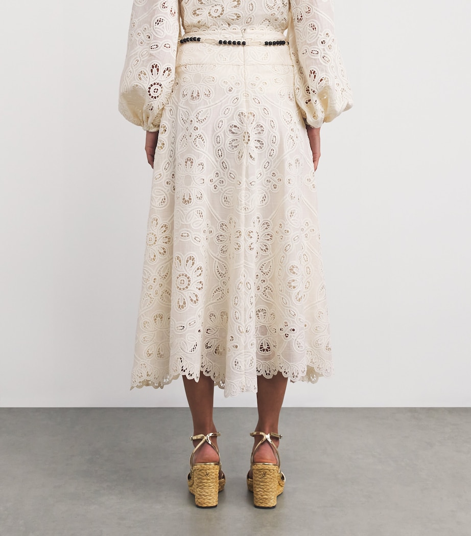 Cotton Rhiannon Embroidered Midi Skirt IVO IVORY Image 4