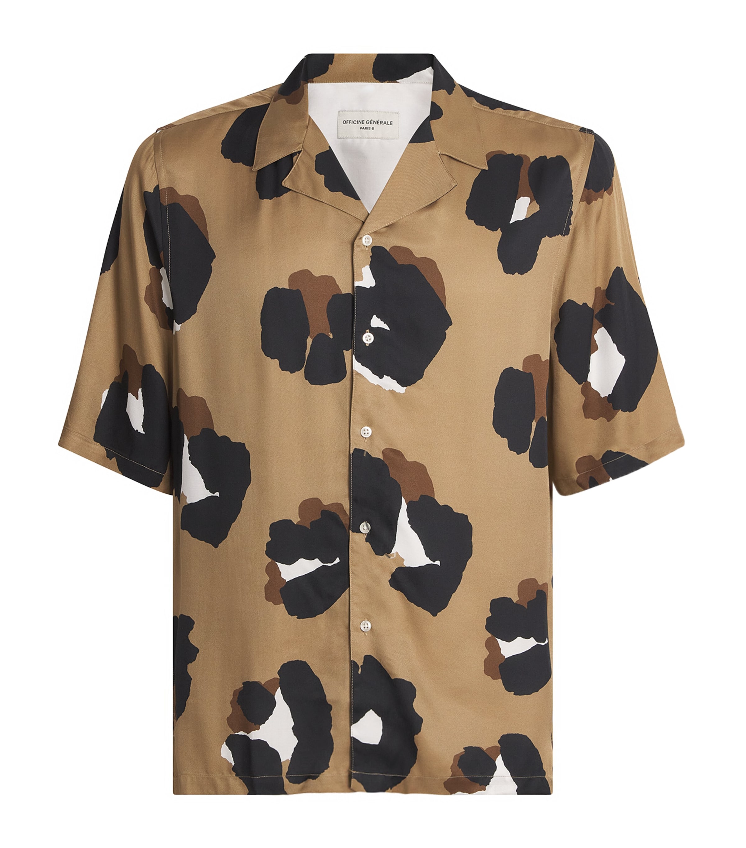 Shop Officine Generale Short-sleeve Leopard Print Shirt