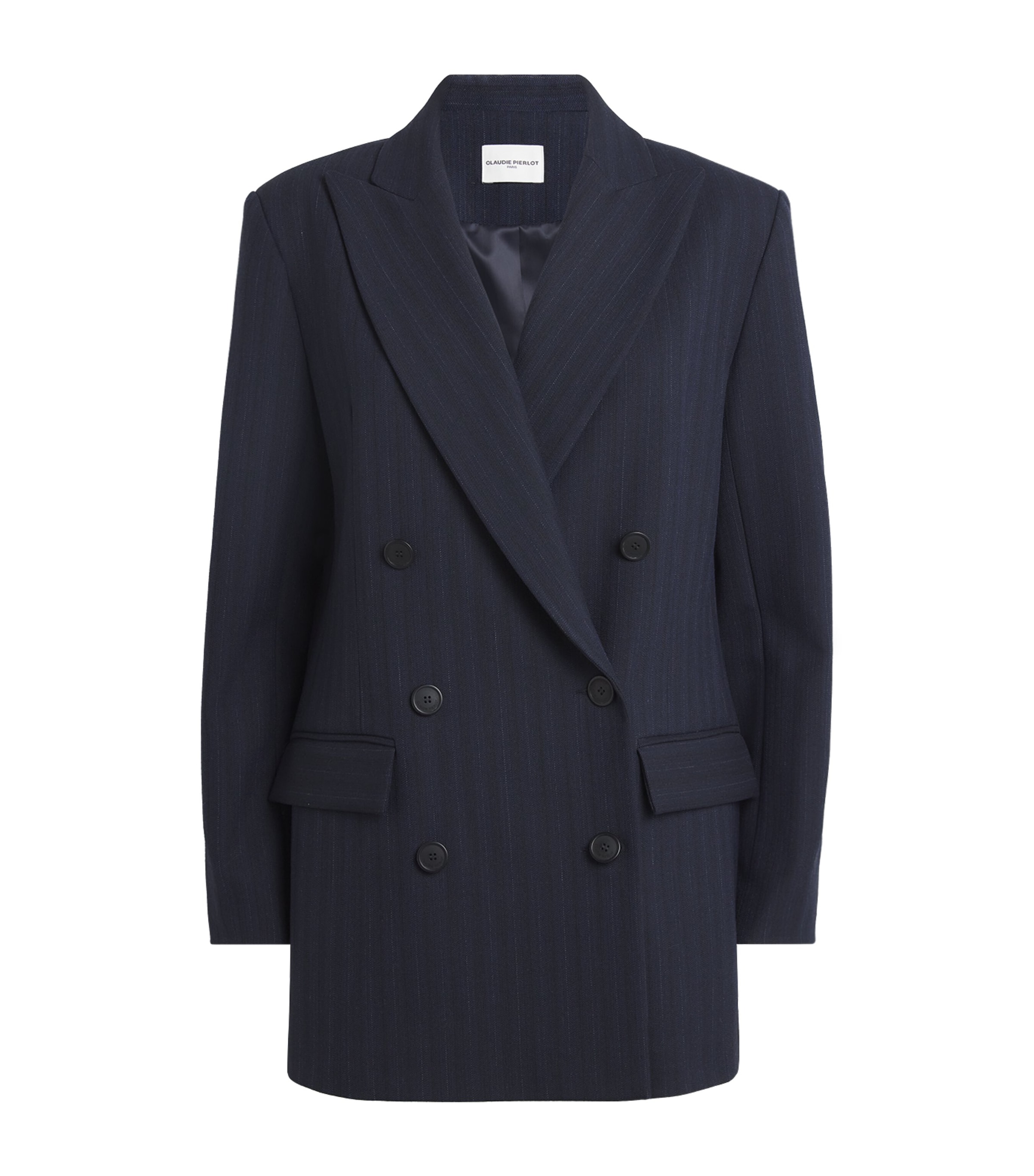 Claudie Pierlot Stripe Double-breasted Jacket In Blue