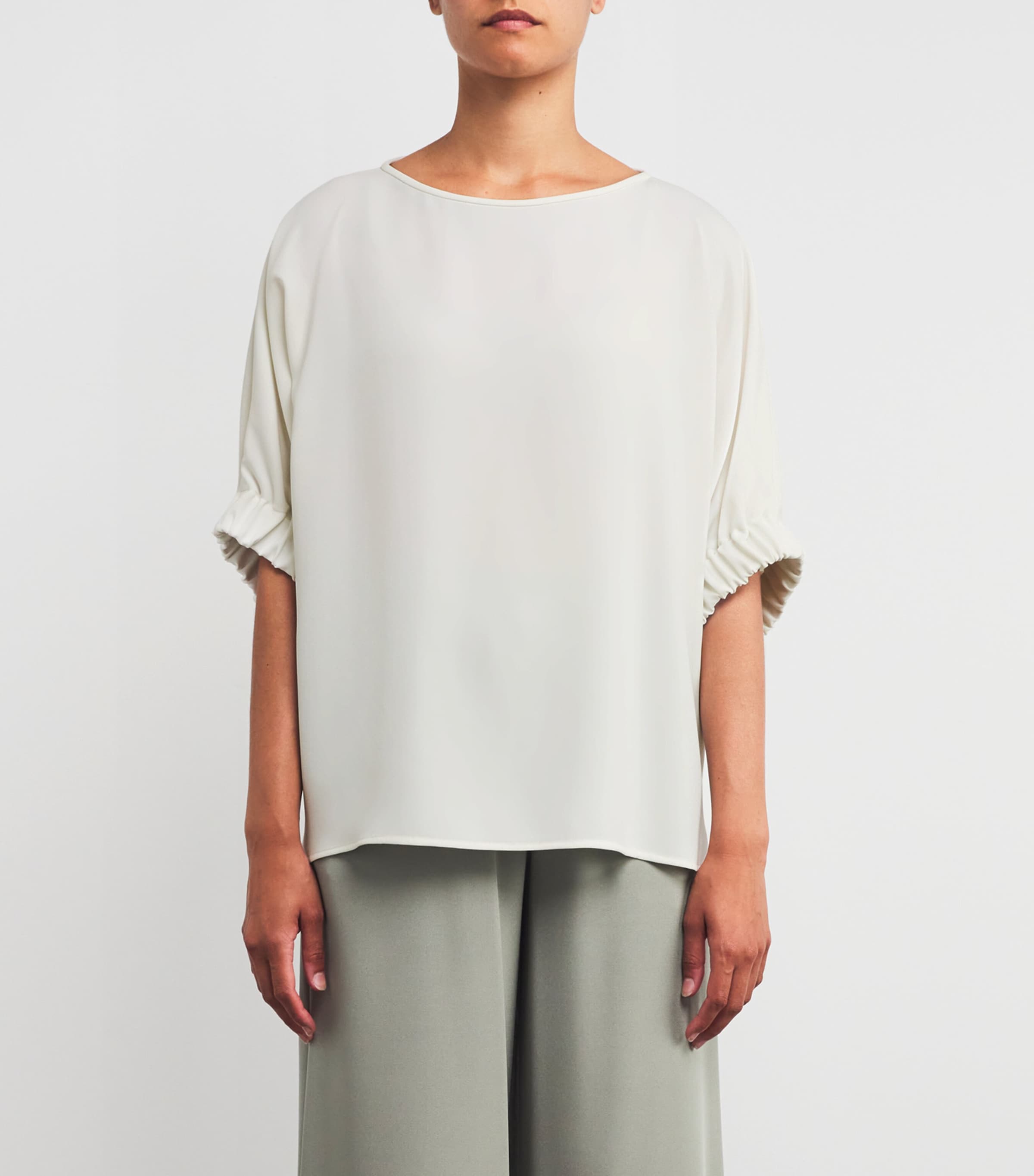 Cady Gathered-Cuff Pacos Blouse WHITE Image 3
