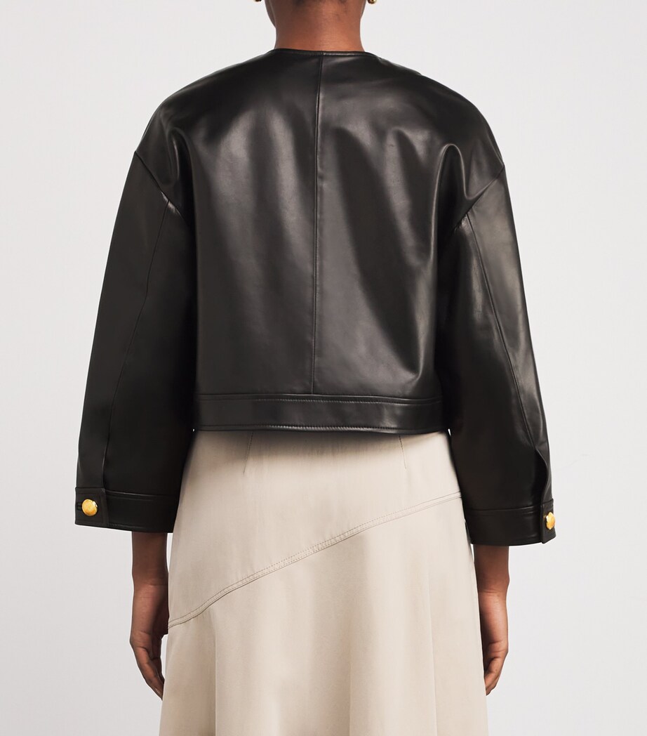 Cropped Nessy Leather Jacket BLACK Image 4