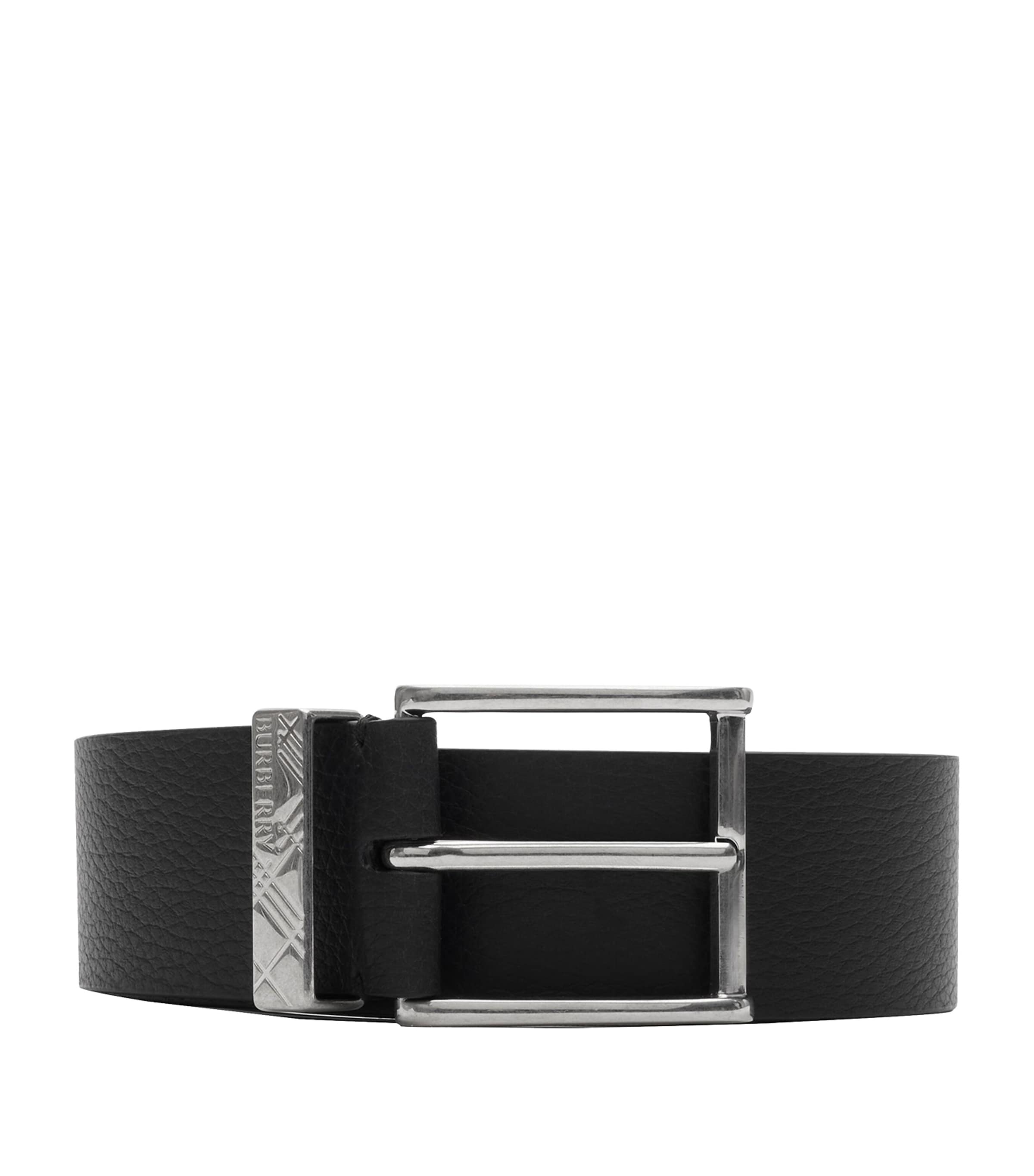 Burberry Leather Check-engraved Belt In Black
