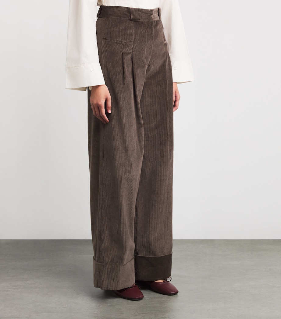 Corduroy Wide-Leg Tailored Trousers TAUPE Image 3