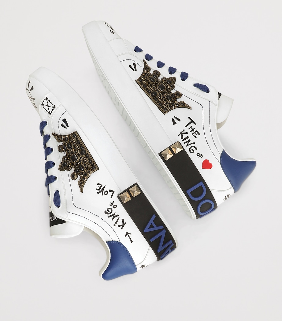 Leather Embellished Portofino Sneakers 8W921-SCRITTE Image 5