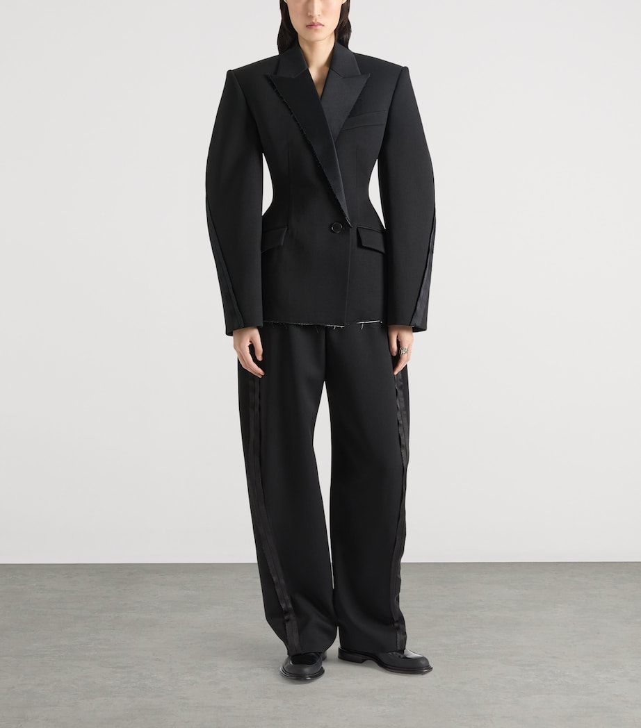 Wool Double-Breasted Jacket BLACK Image 2