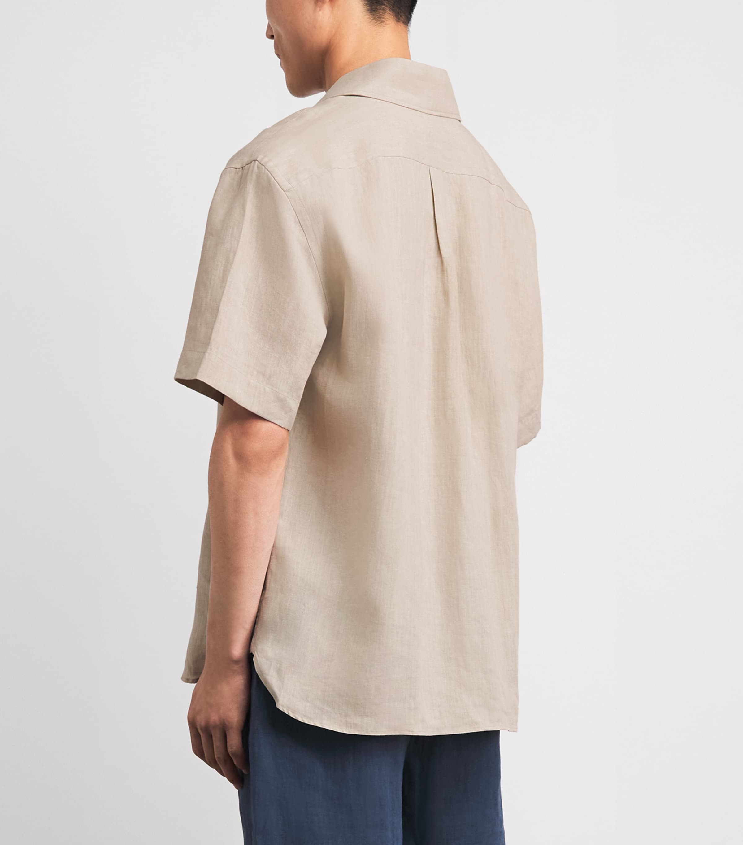 Eleventy Mens Linen Bowling Shirt Sabbia Image 5