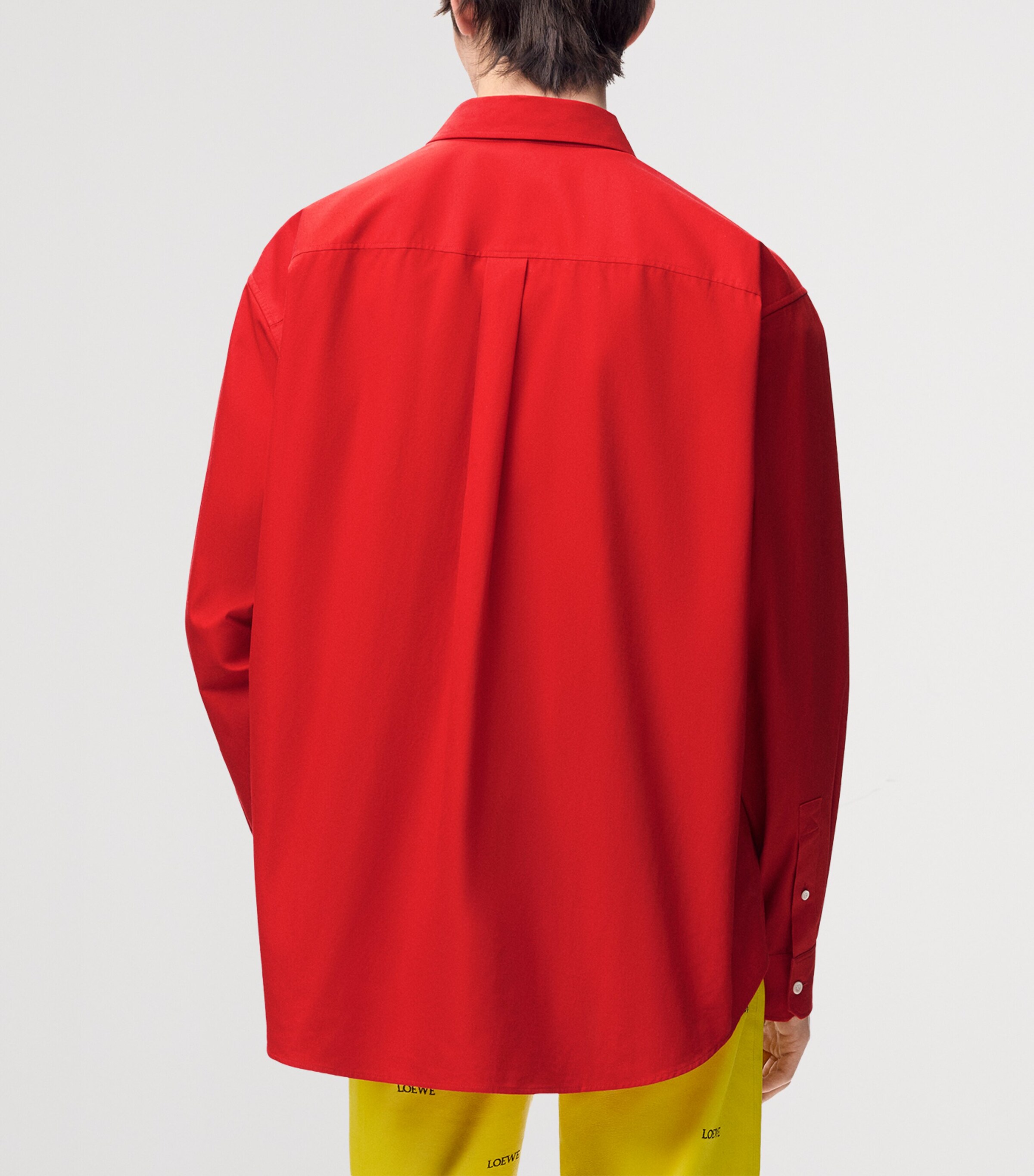 LOEWE Mens Cotton Anagram Embroidered Shirt Red Image 4