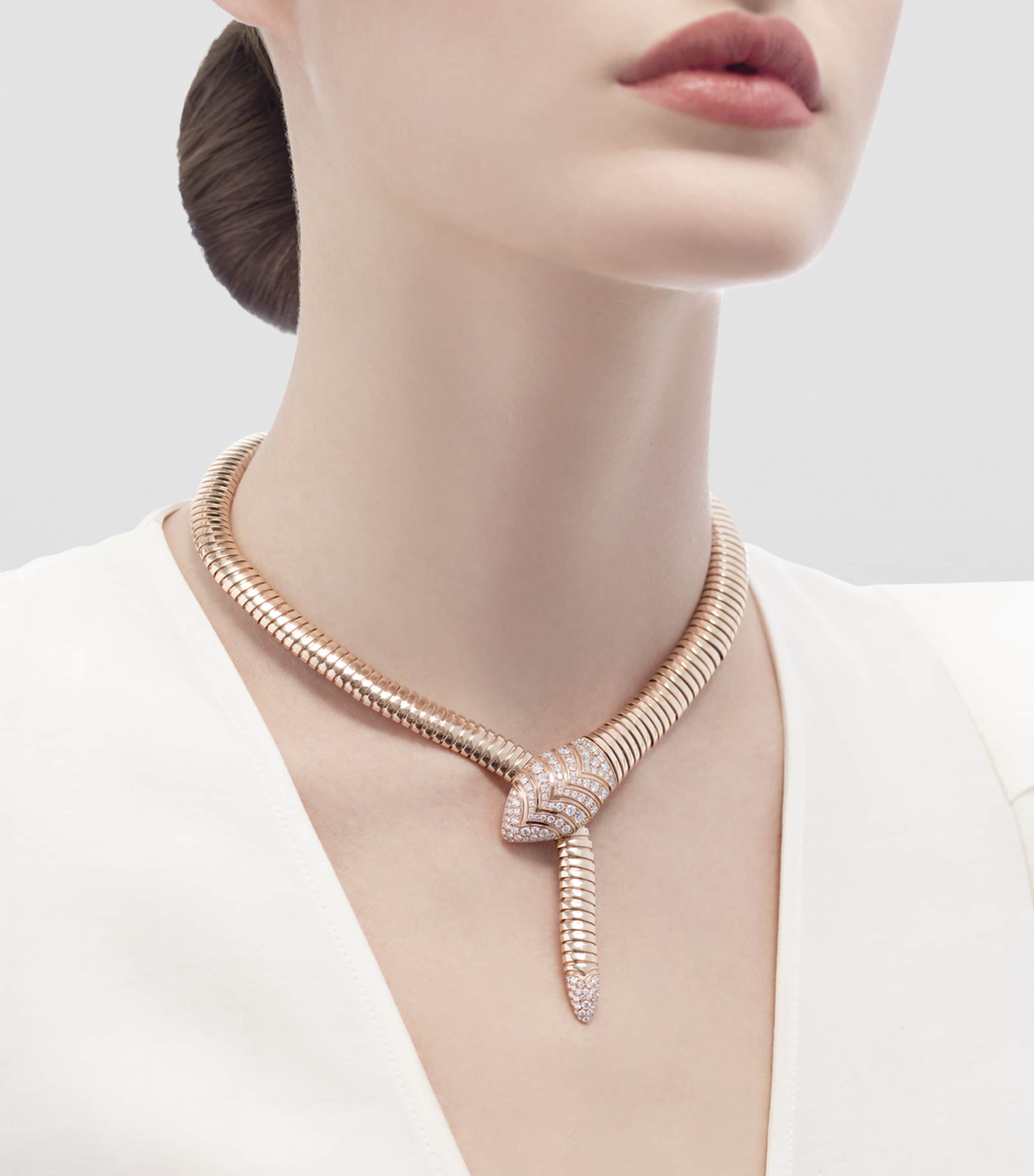 Bvlgari Rose Gold and Diamond Serpenti Tubogas Necklace Pink Gold Image 3