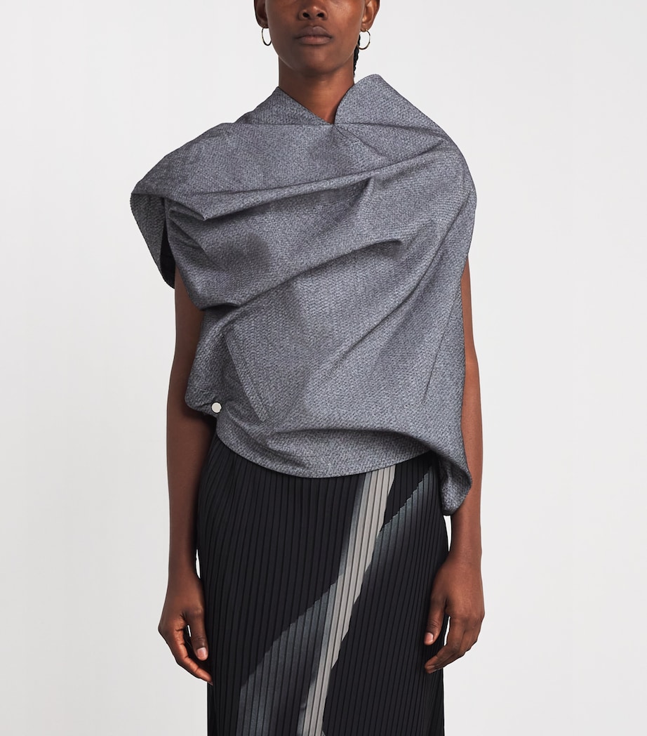 Issey Miyake Womens Reflection Asymmetric Top Grey Image 4