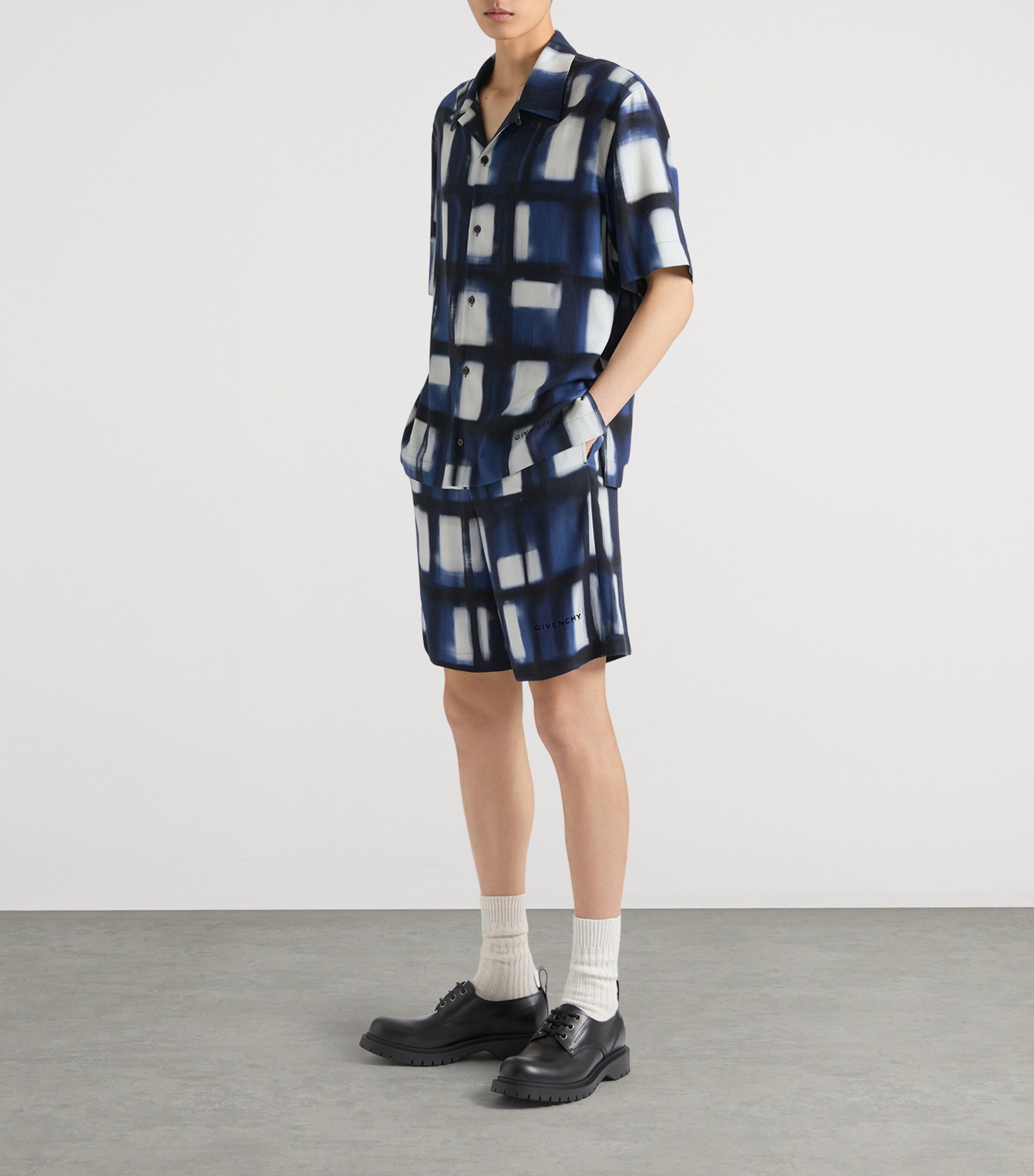 Check Print Bowling Shirt DARK BLUE Image 2