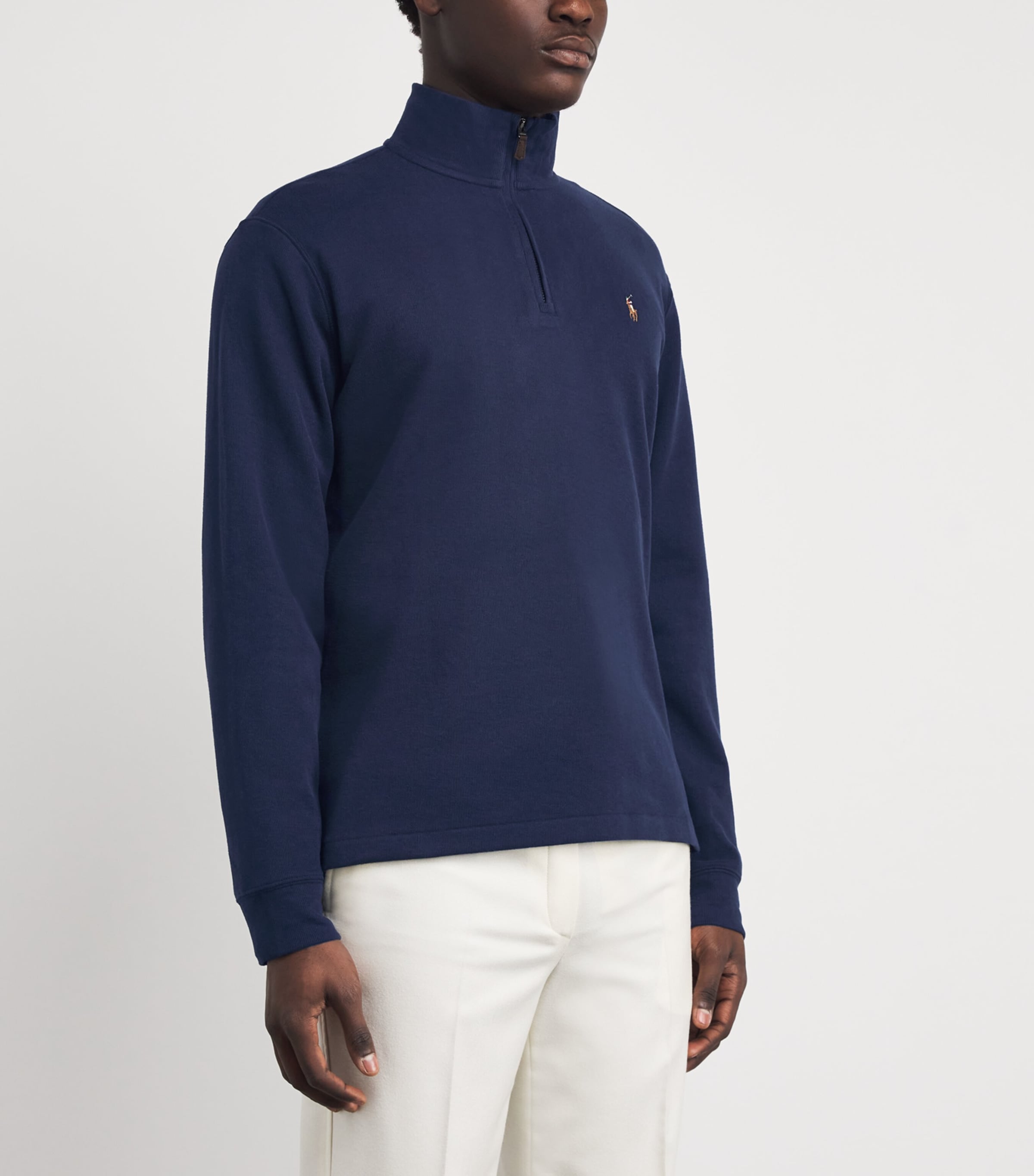 Polo Ralph Lauren Mens Cotton Quarter-Zip Sweatshirt Navy Image 3