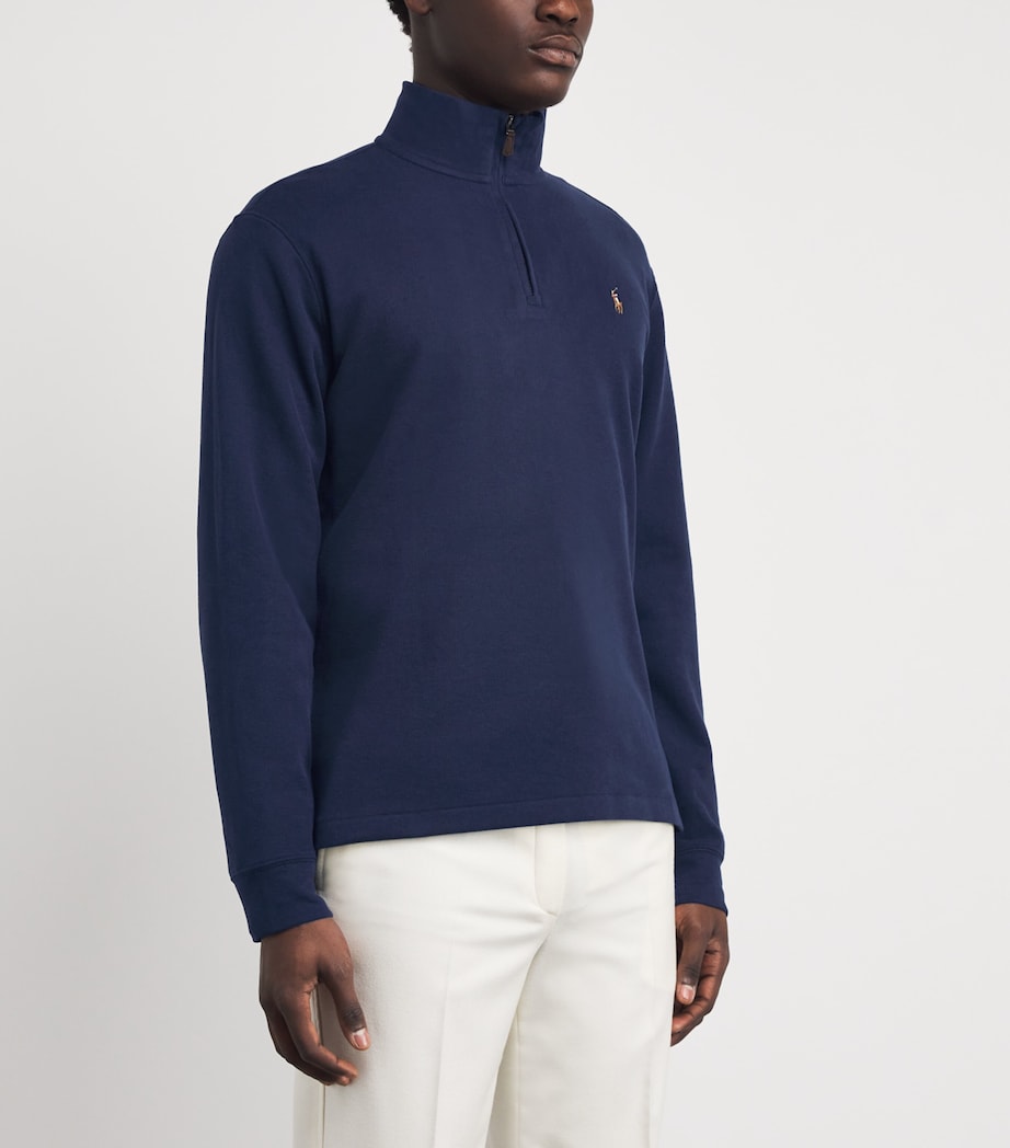 Polo Ralph Lauren Mens Cotton Quarter-Zip Sweatshirt Navy Image 3