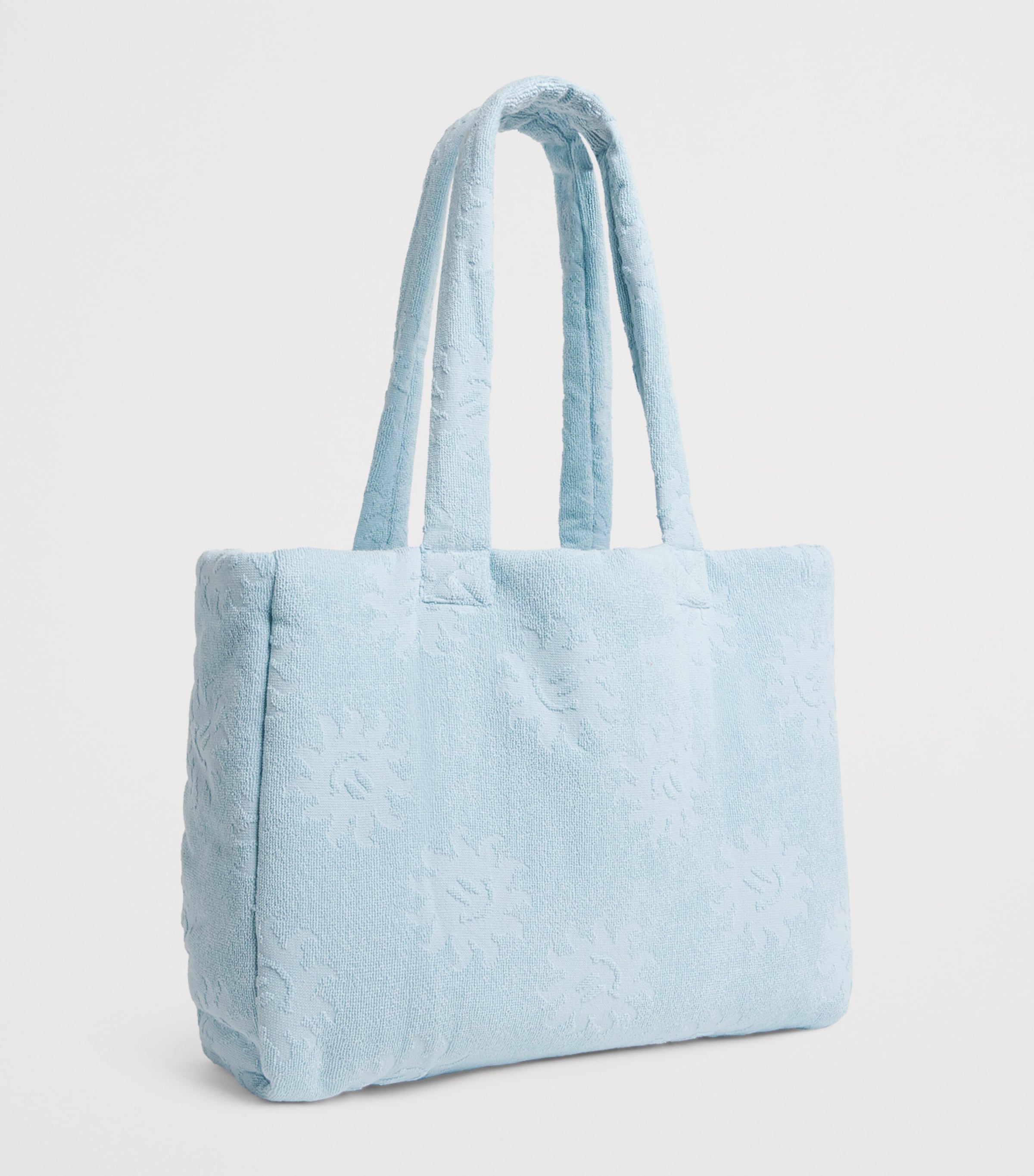 Hunza G Cotton Sunny Tote Bag Metallic Ice Blue Image 3