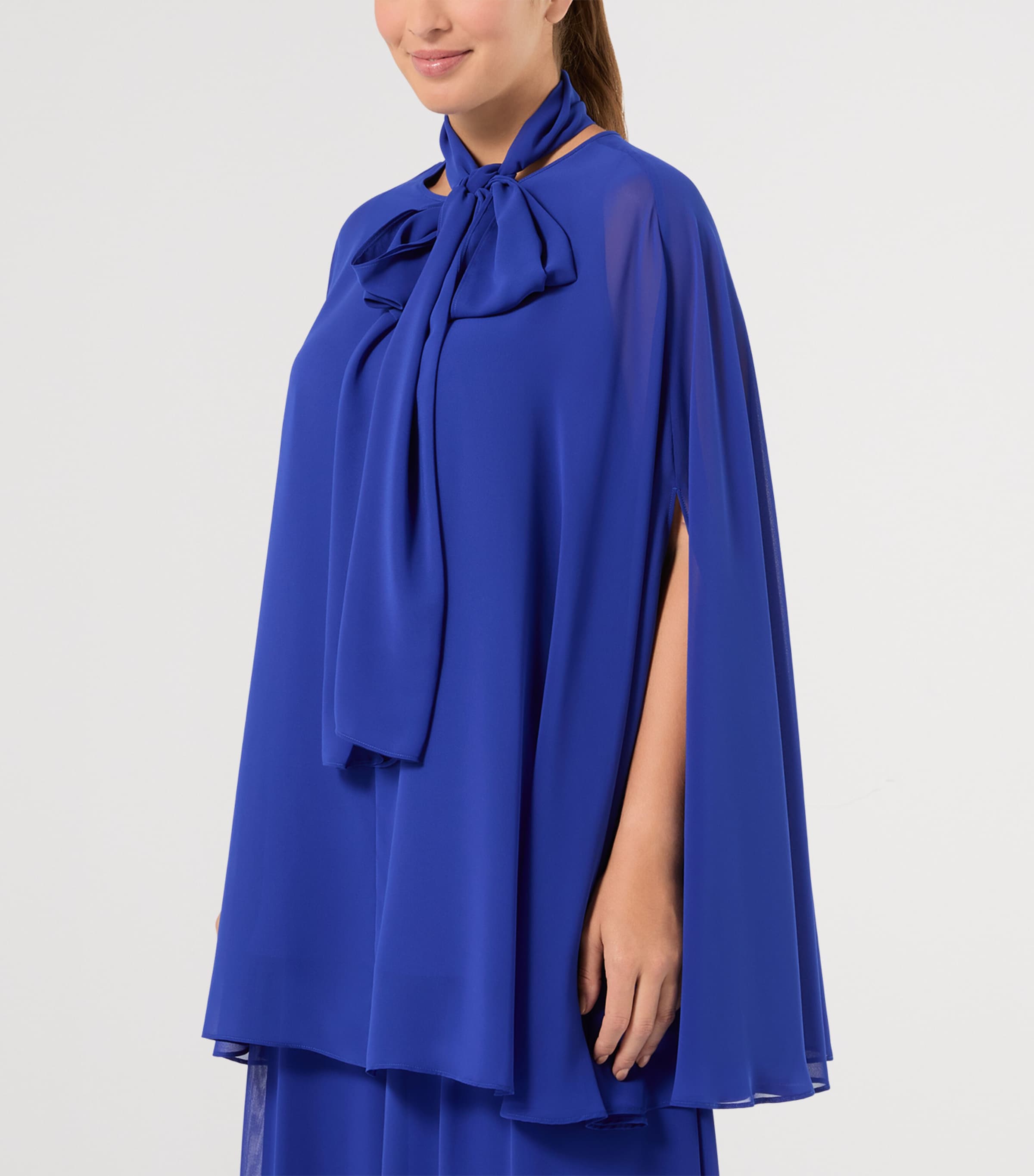 Marina Rinaldi Womens Crepe Georgette Tunic Blouse Cornflower Blue Image 3