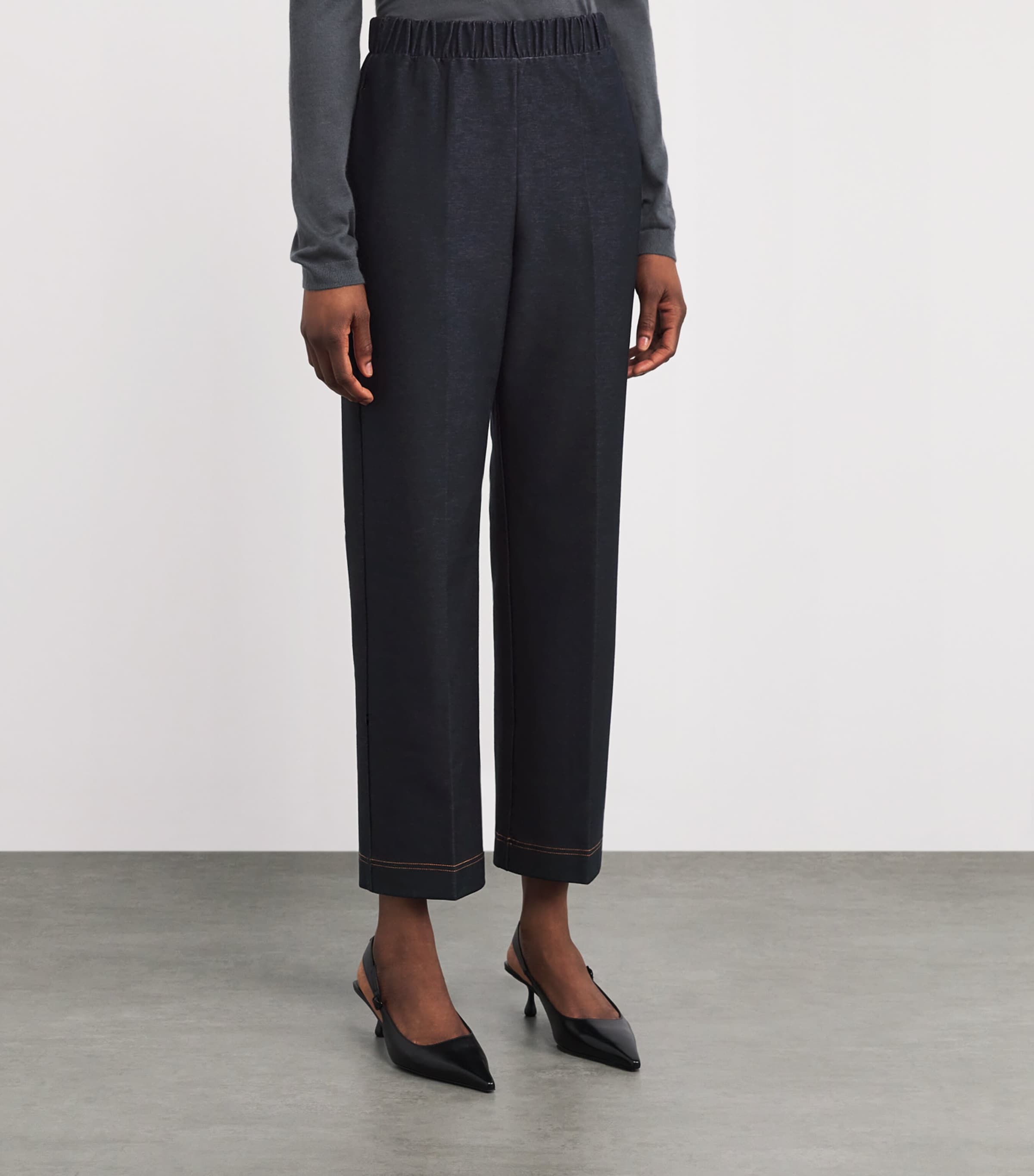 Cotton-Blend Straight Trousers 003 MIDNIGHT BLUE Image 3