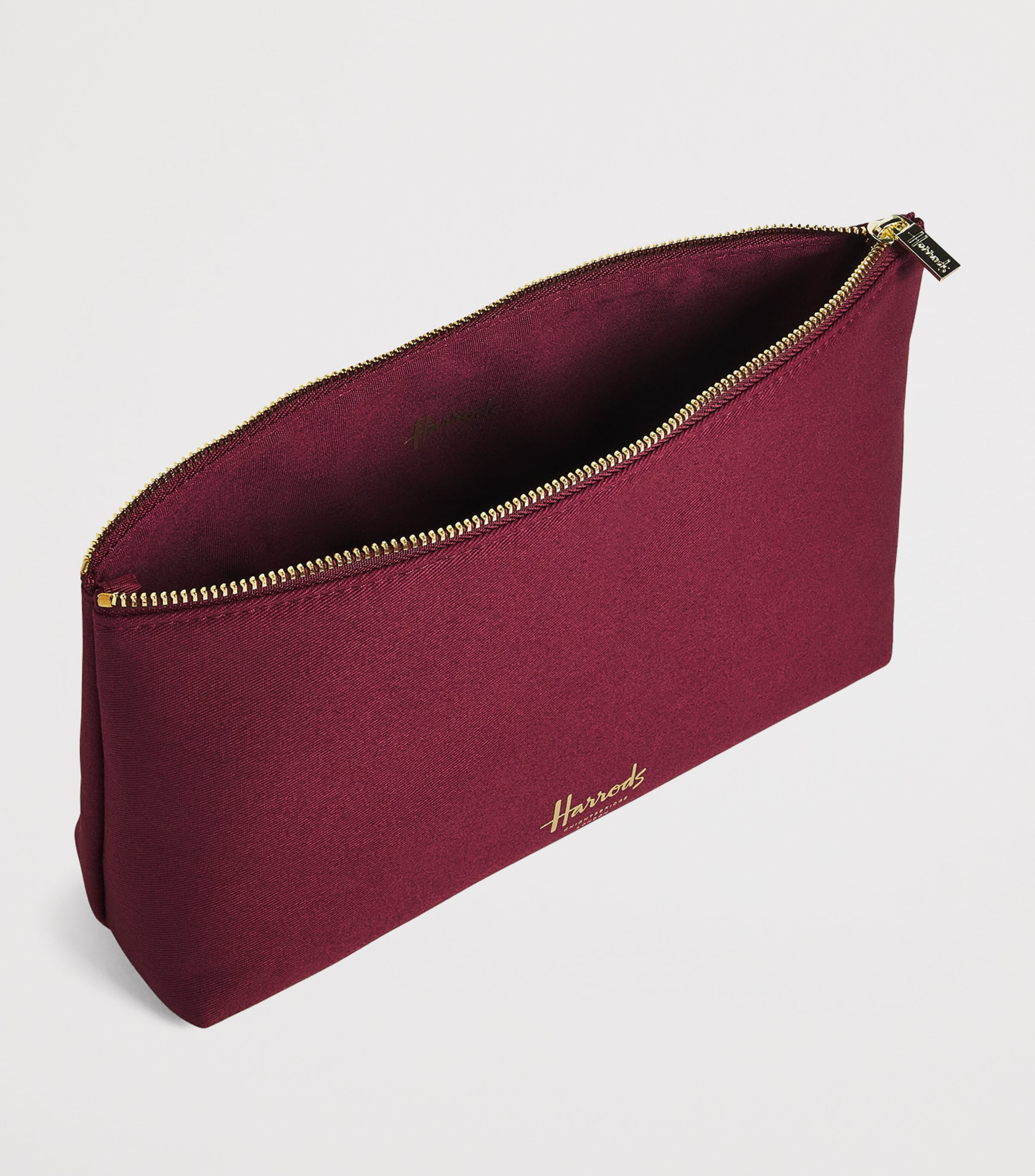 Harrods Medium Cotton Logo Cosmetics Bag Burgundy Image 2