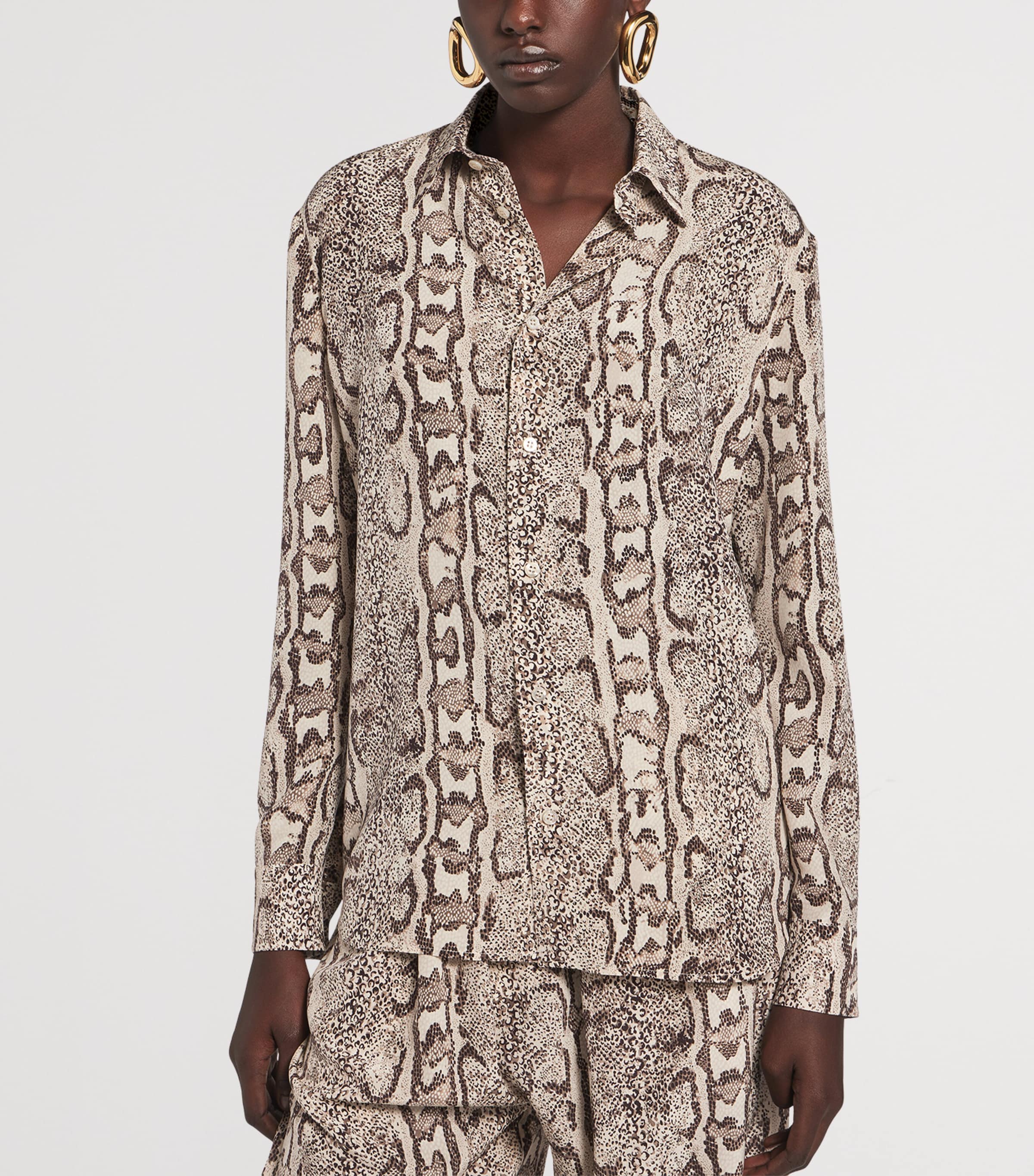 Balenciaga Womens Silk Python Print Shirt Image 5