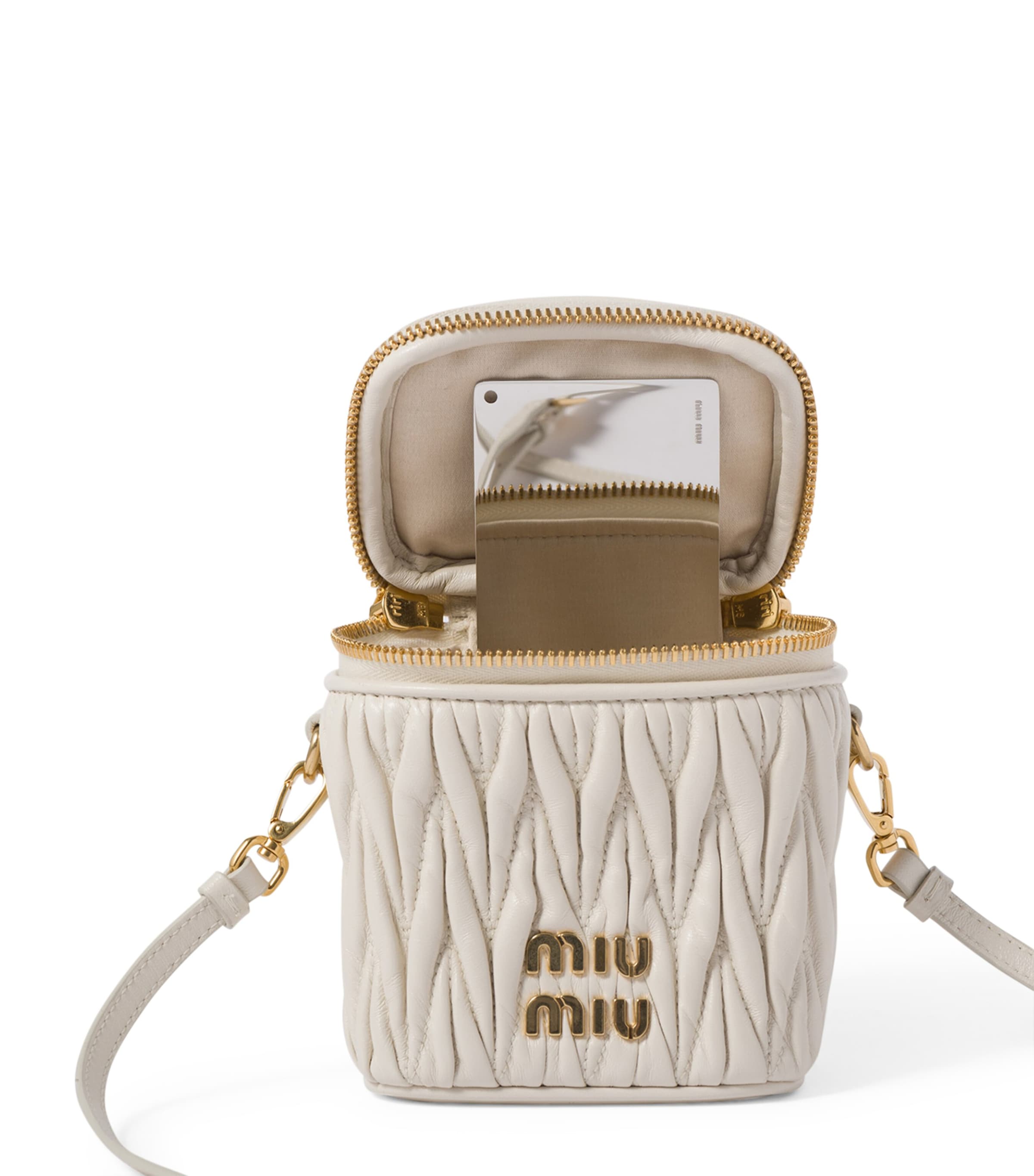 Miu Miu White Micro Leather Matelassé Cross-Body Bag Harrods UK