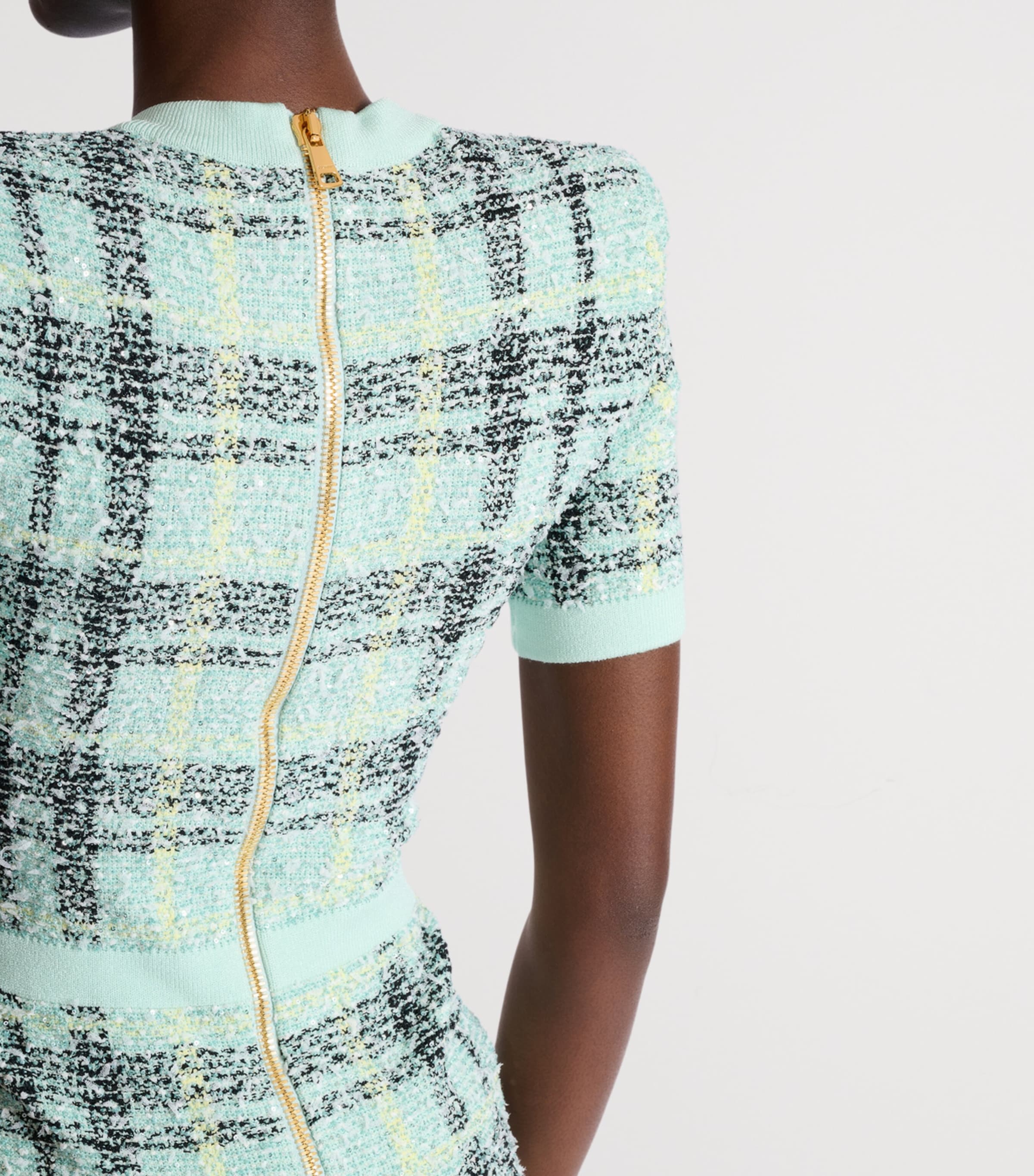 Tweed Sequin Mini Dress ULM VERT/JAUNE/NOIR Image 4