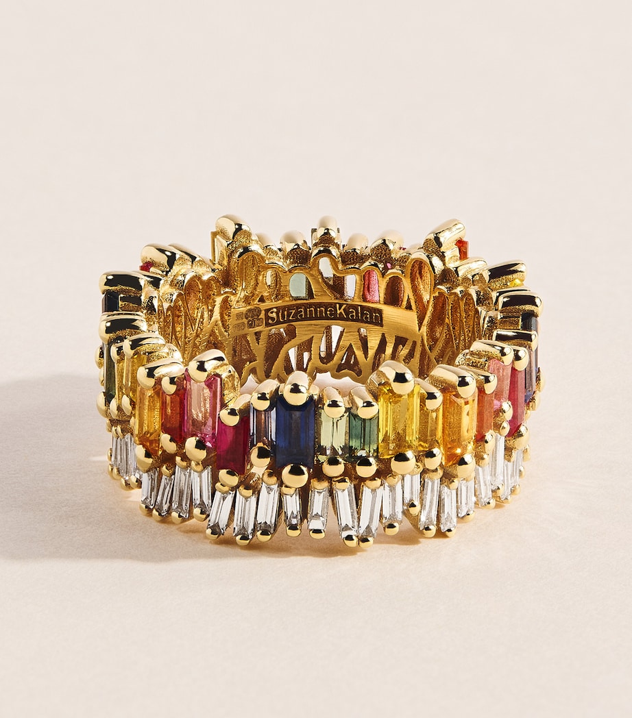 Suzanne Kalan Yellow Gold, Diamond and Rainbow Sapphire Double Stack Eternity Ring Yg/rs Image 1