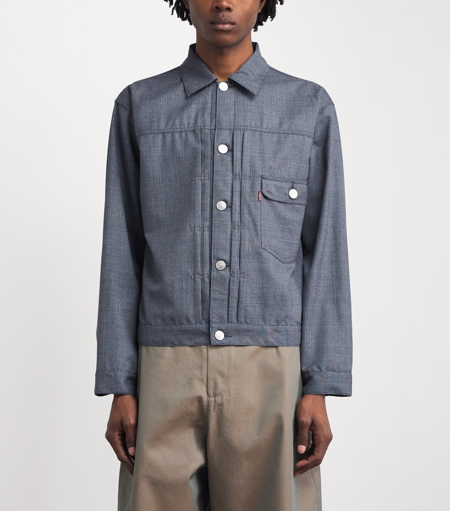 Junya Watanabe MAN Mens Wool Trucker Jacket Blue Gray Image 4
