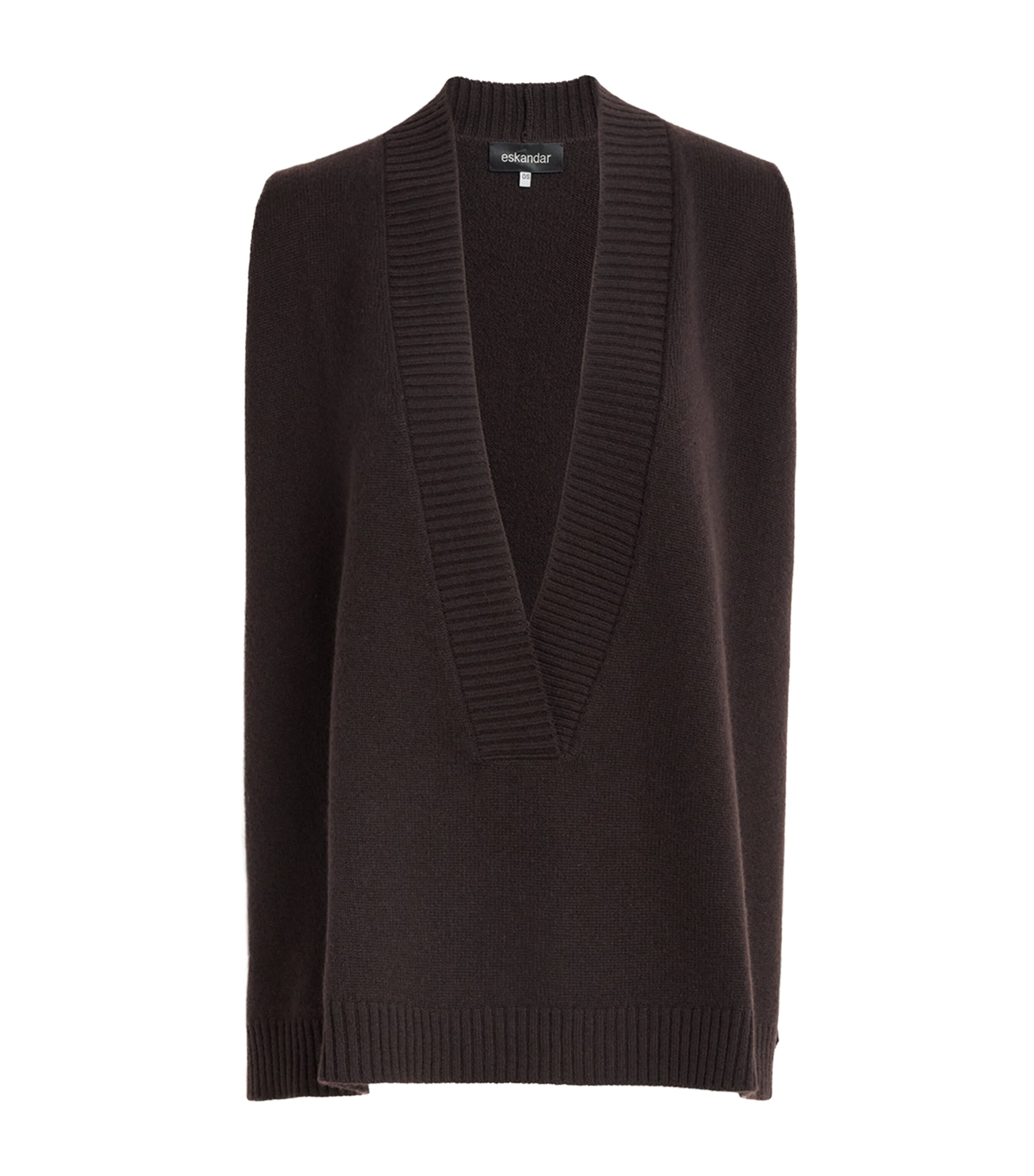 Eskandar Womens Cashmere Plunge-Neck Sweater Vest Cocoa Image 1