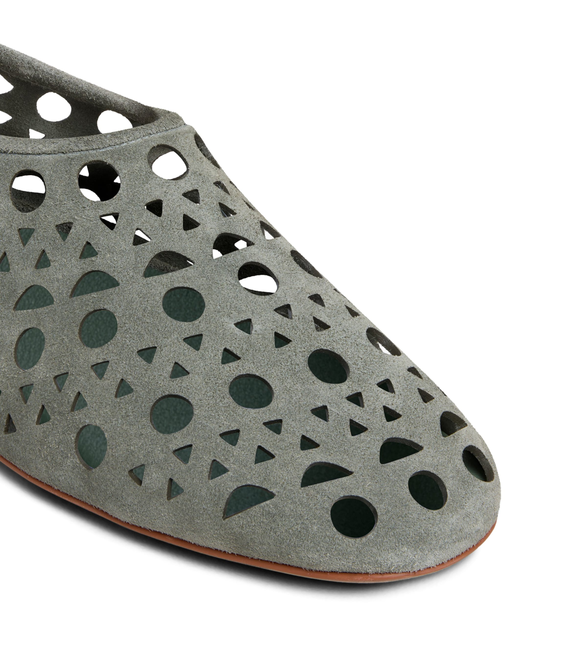 Alaïa Suede Vienne Ballet Flats Kaki Image 4
