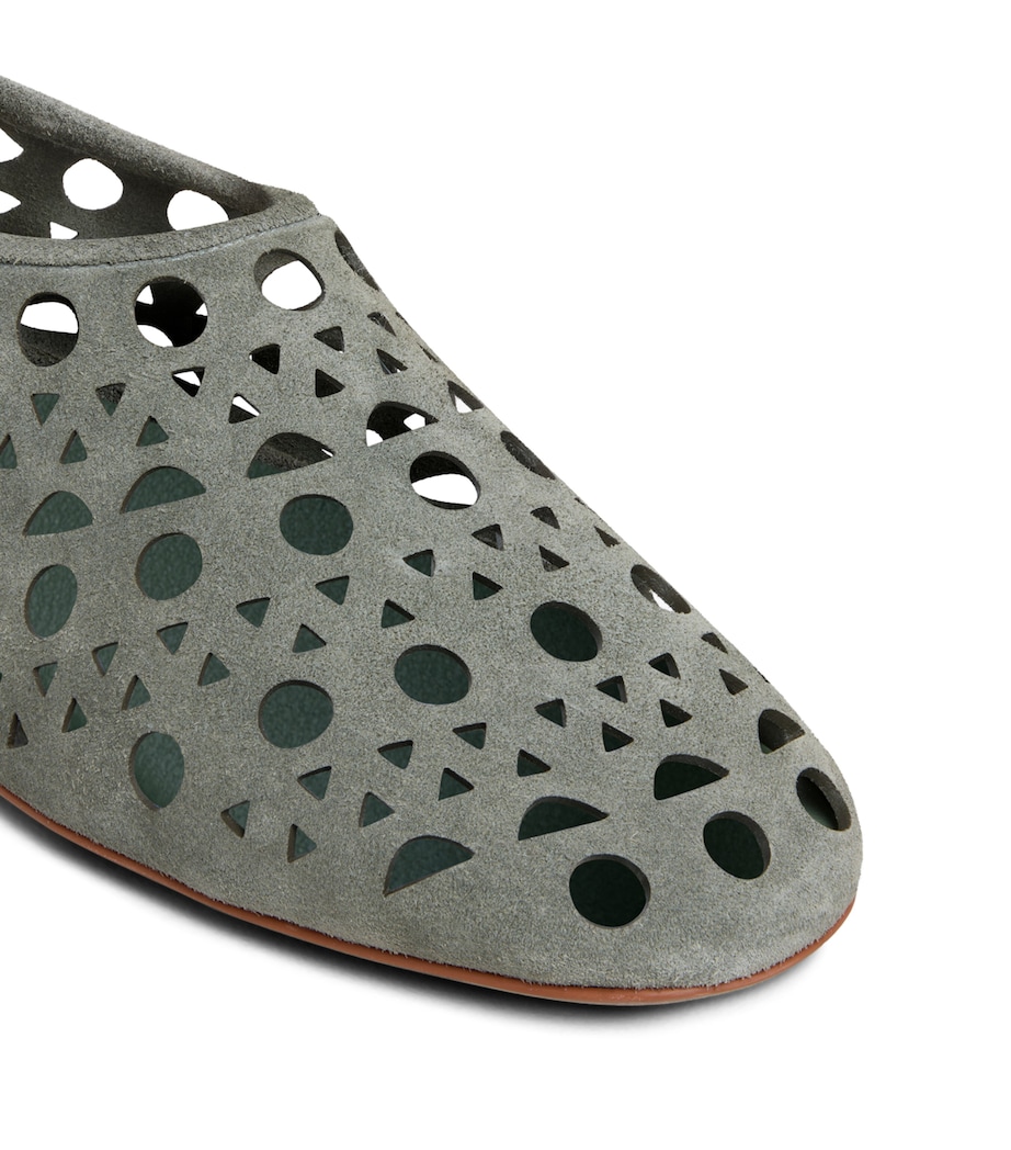 Alaïa Suede Vienne Ballet Flats Kaki Image 4