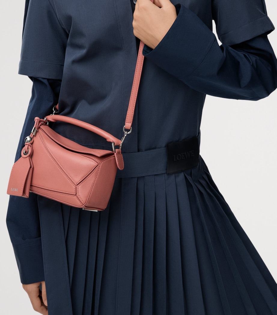 LOEWE Mini Leather Featherlight Puzzle Top-Handle Bag Blush Image 2