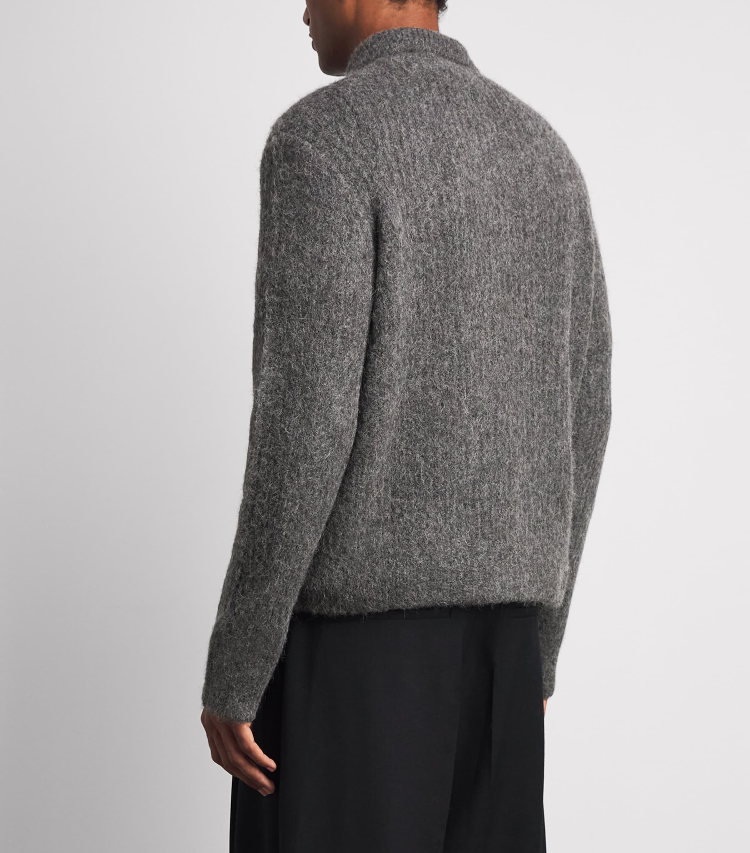 Samsøe Samsøe Mens Alpaca-Blend Sajob Zip-Up Cardigan Dark Grey Mel. Image 5
