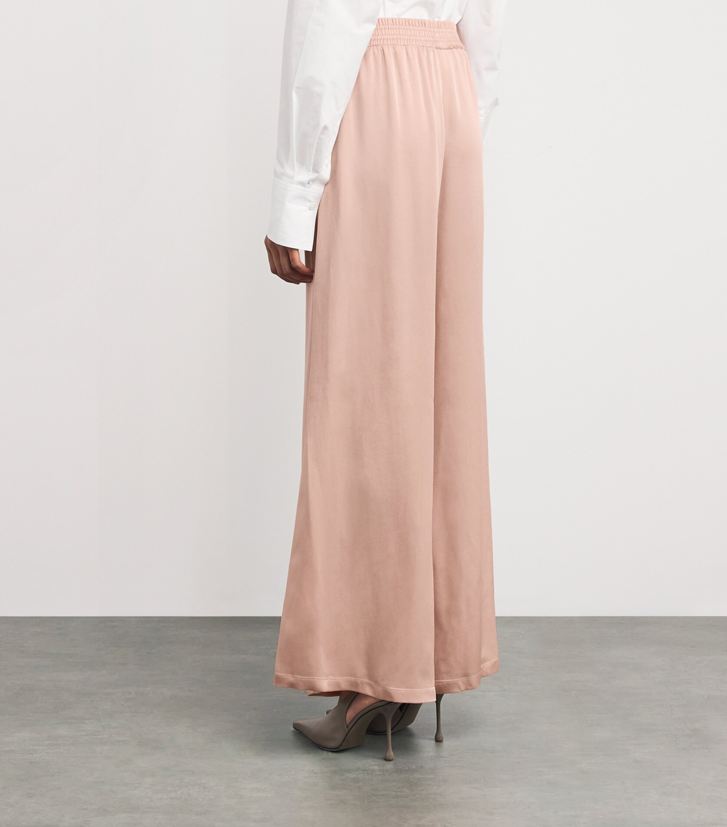 Fabiana Filippi Womens Satin Wide-Leg Trousers Rosa Creta Image 4