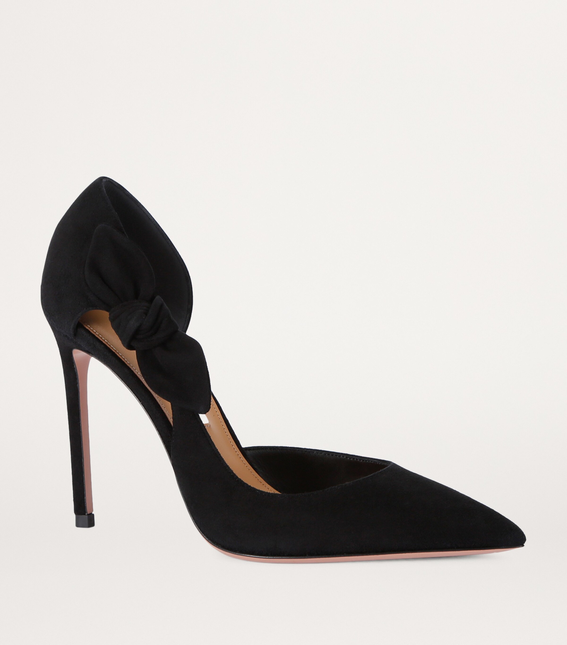 Aquazzura Suede Very Bow Tie Pumps 105 Black Image 3