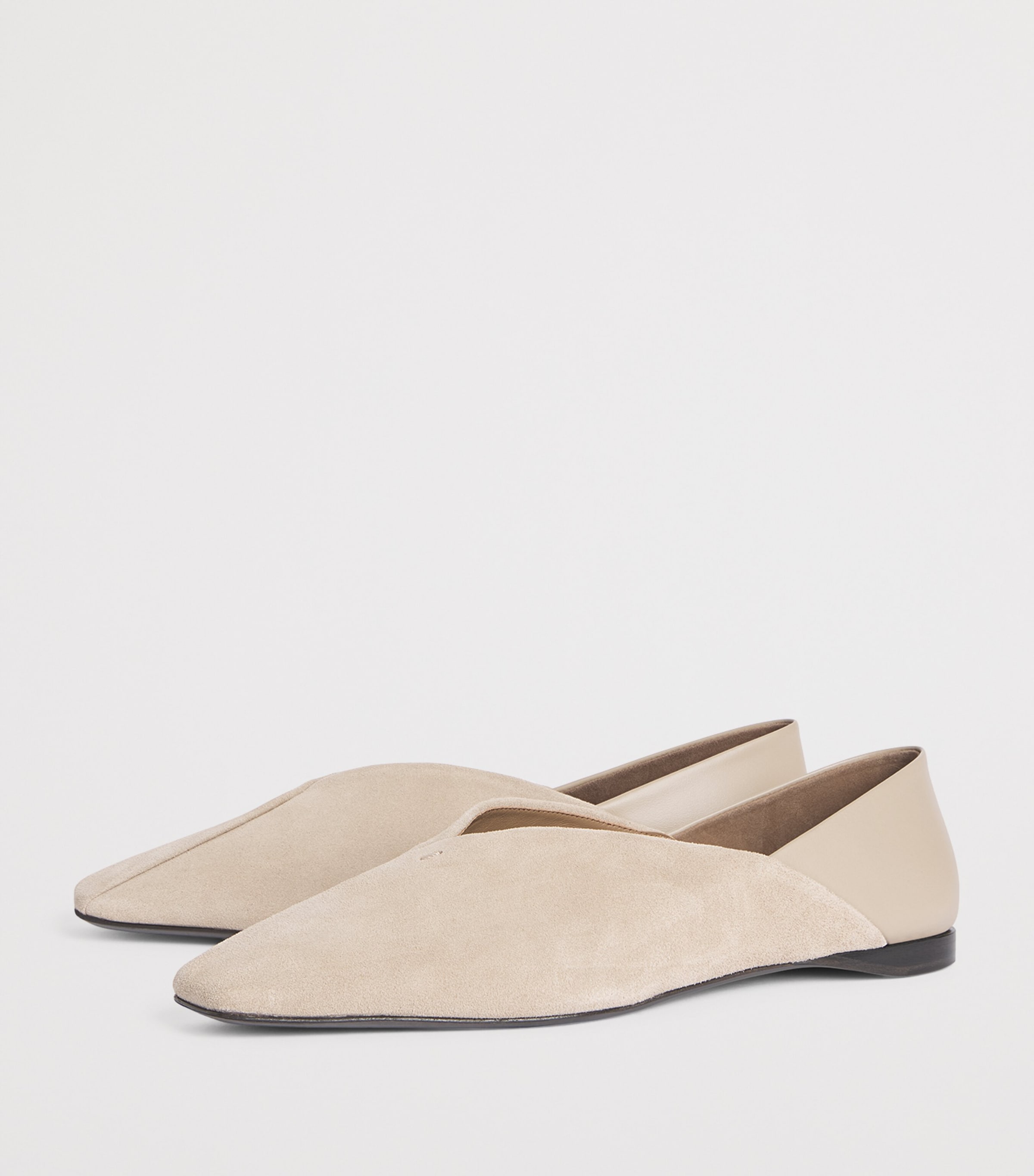 Max Mara Suede Leather-Trim Ballet Flats Beige Image 3