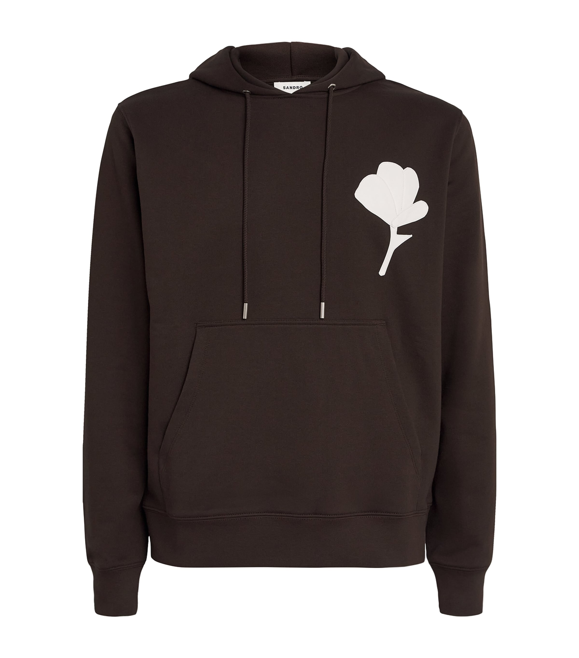 Cotton Floral-Patch Hoodie CHOCOLATE Image 1