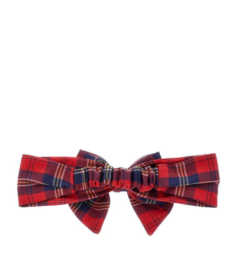Tartan Bow Headband RUBINO+BLUE NAVY Image 1
