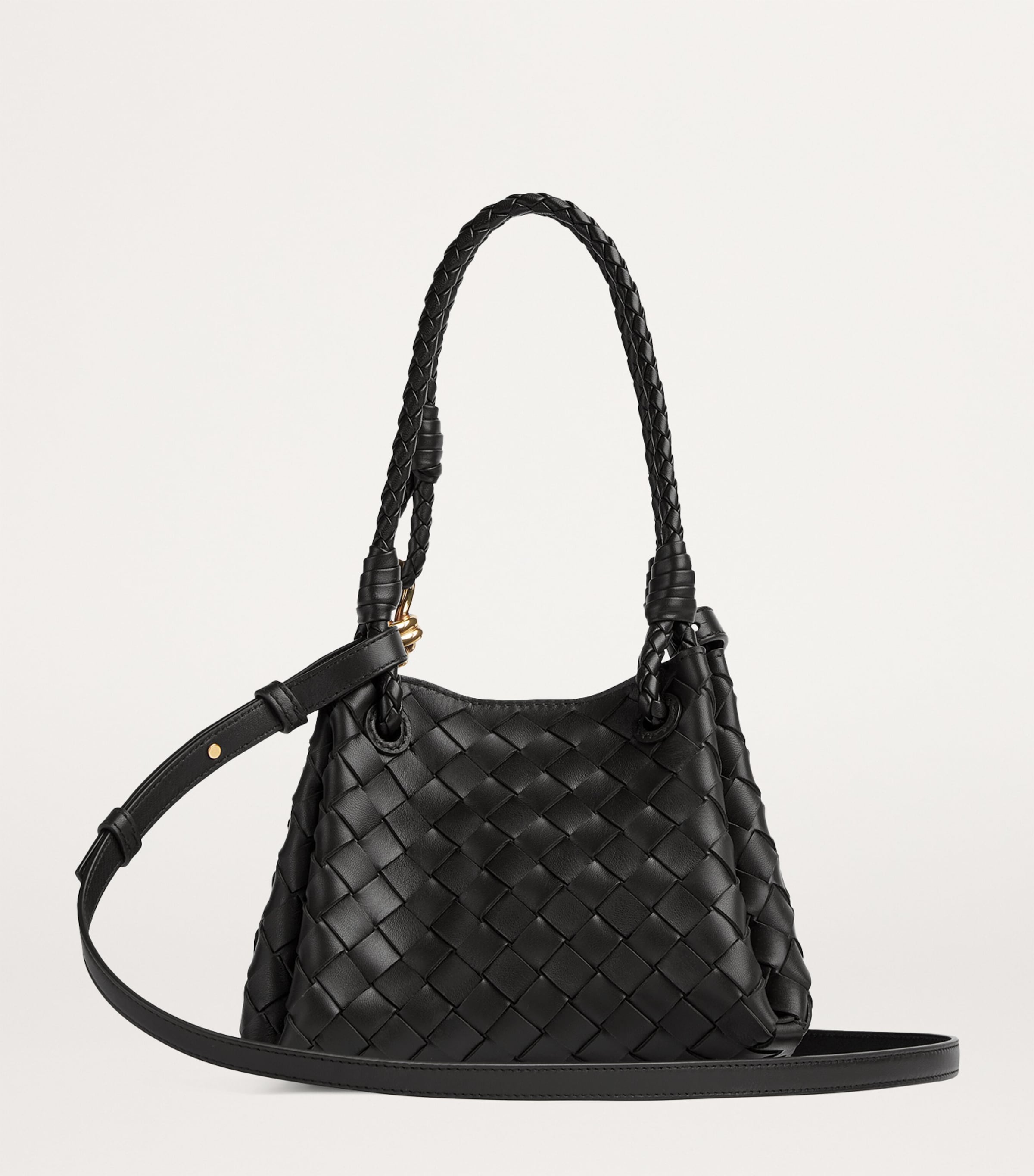 Bottega Veneta Black Small Leather Parachute Shoulder Bag | Harrods US
