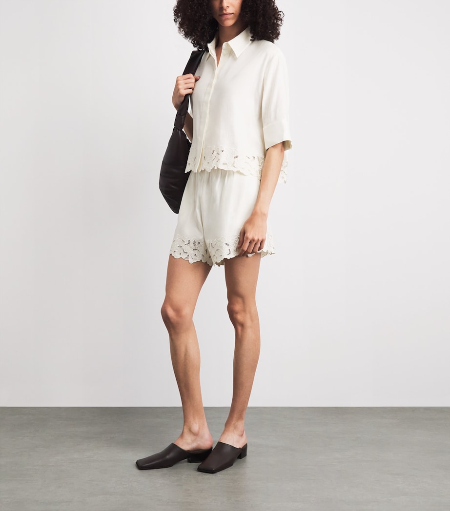 CAMILLA AND MARC Womens Linen-Blend Chara Embroidered Shorts Cream Mcrm Image 2