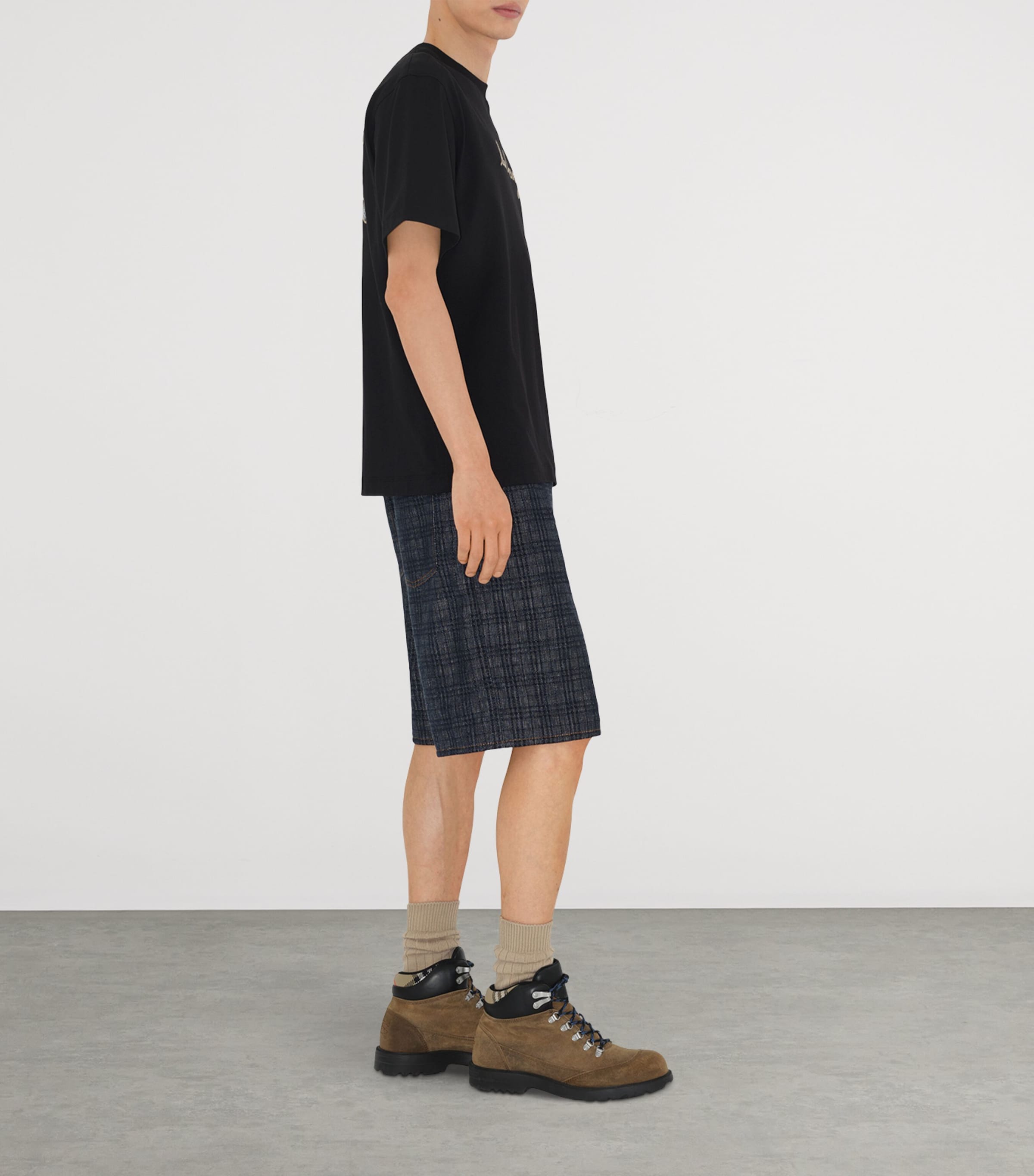 Cotton Embroidered T-Shirt BLACK Image 3