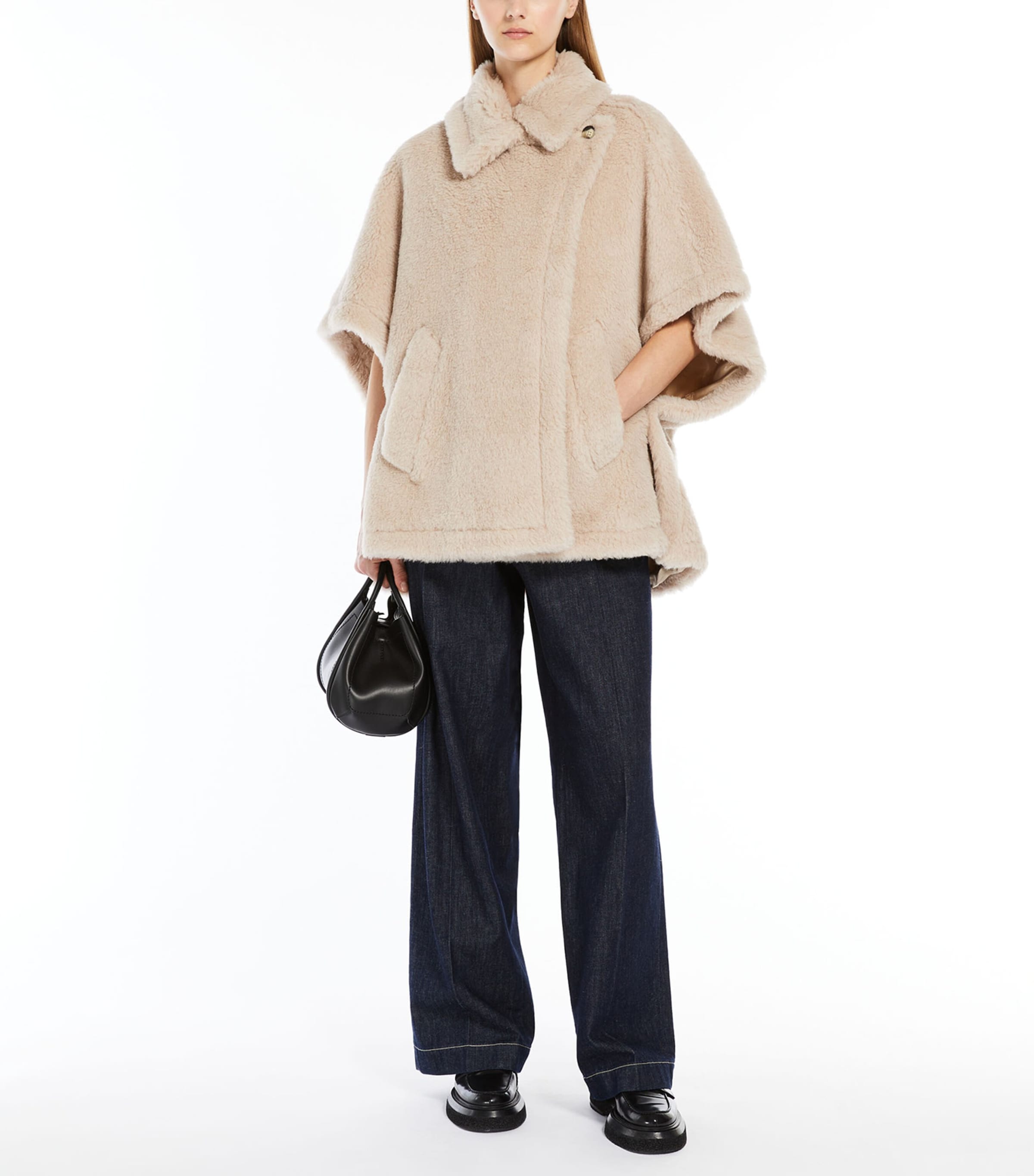 Max Mara Womens Alpaca-Wool-Silk Cape Beige Image 4