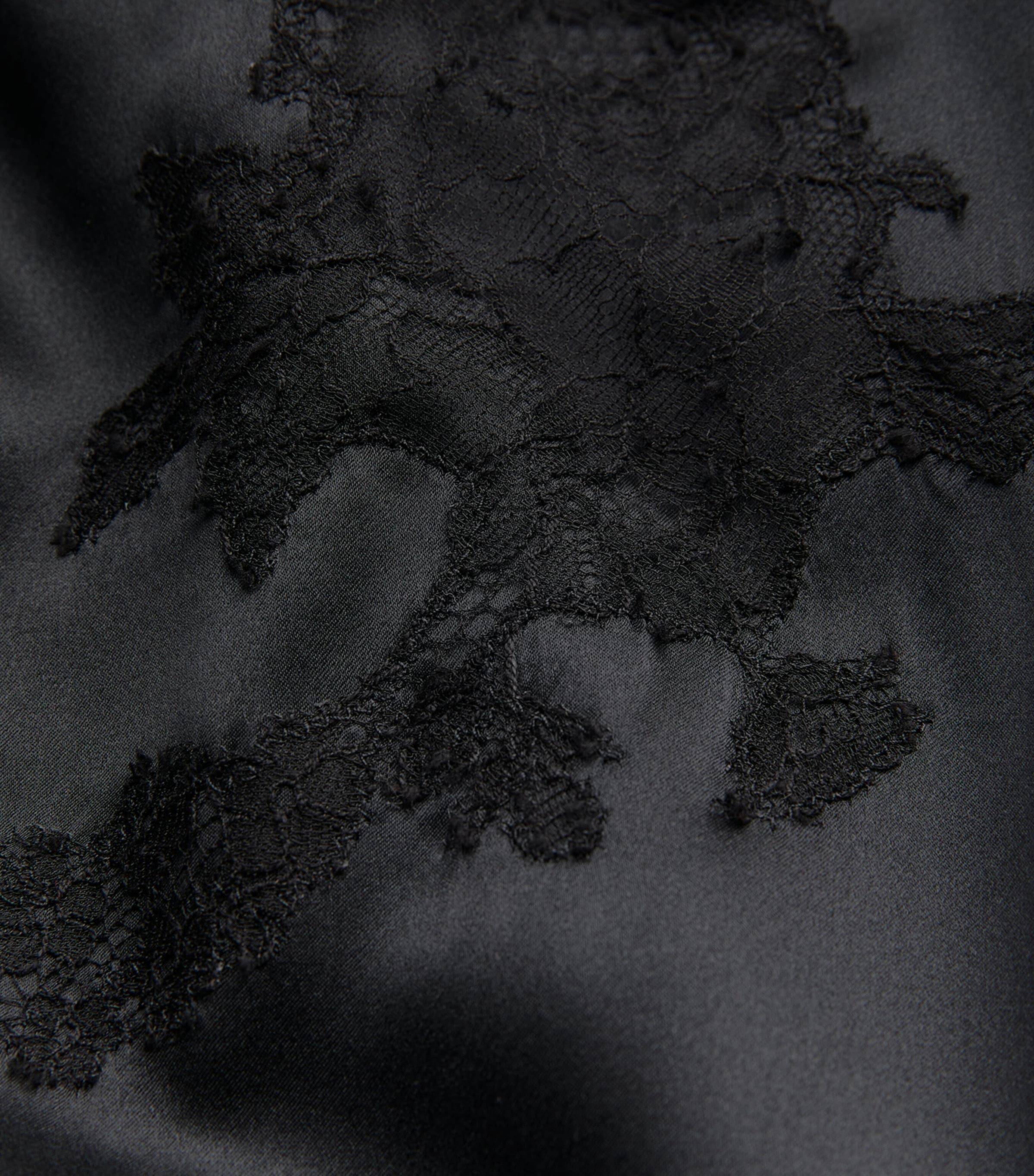 Silk Lace-Trim Robe NOIR Image 5