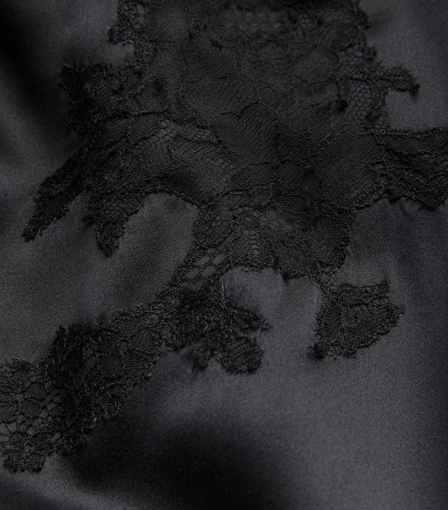 Silk Lace-Trim Robe NOIR Image 5