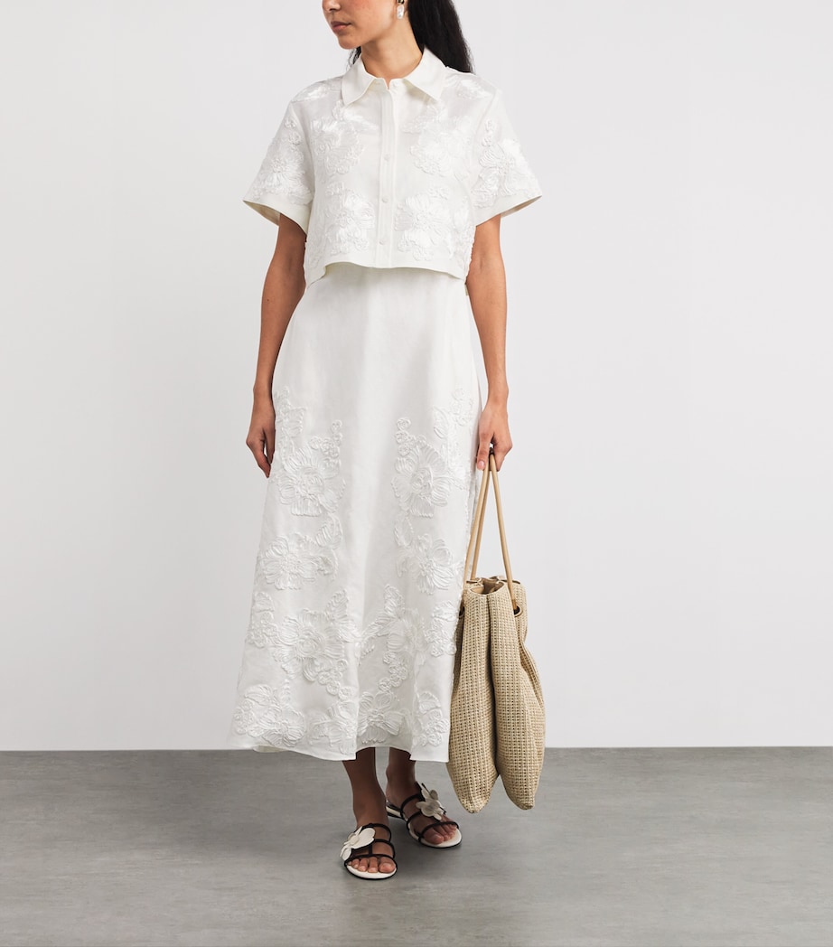 Linen-Blend Embroidered Callie Shirt IVORY Image 2
