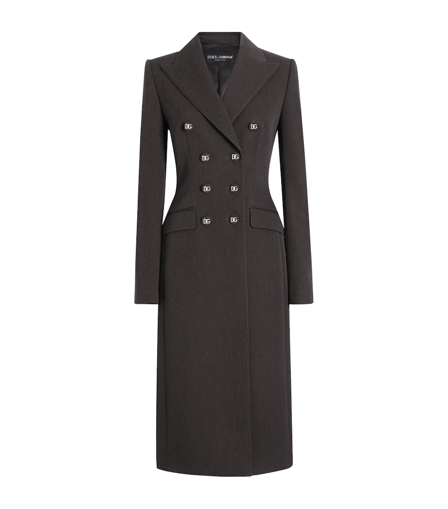 Virgin Wool Logo-Button Overcoat S8290-MELANGE GREY Image 1