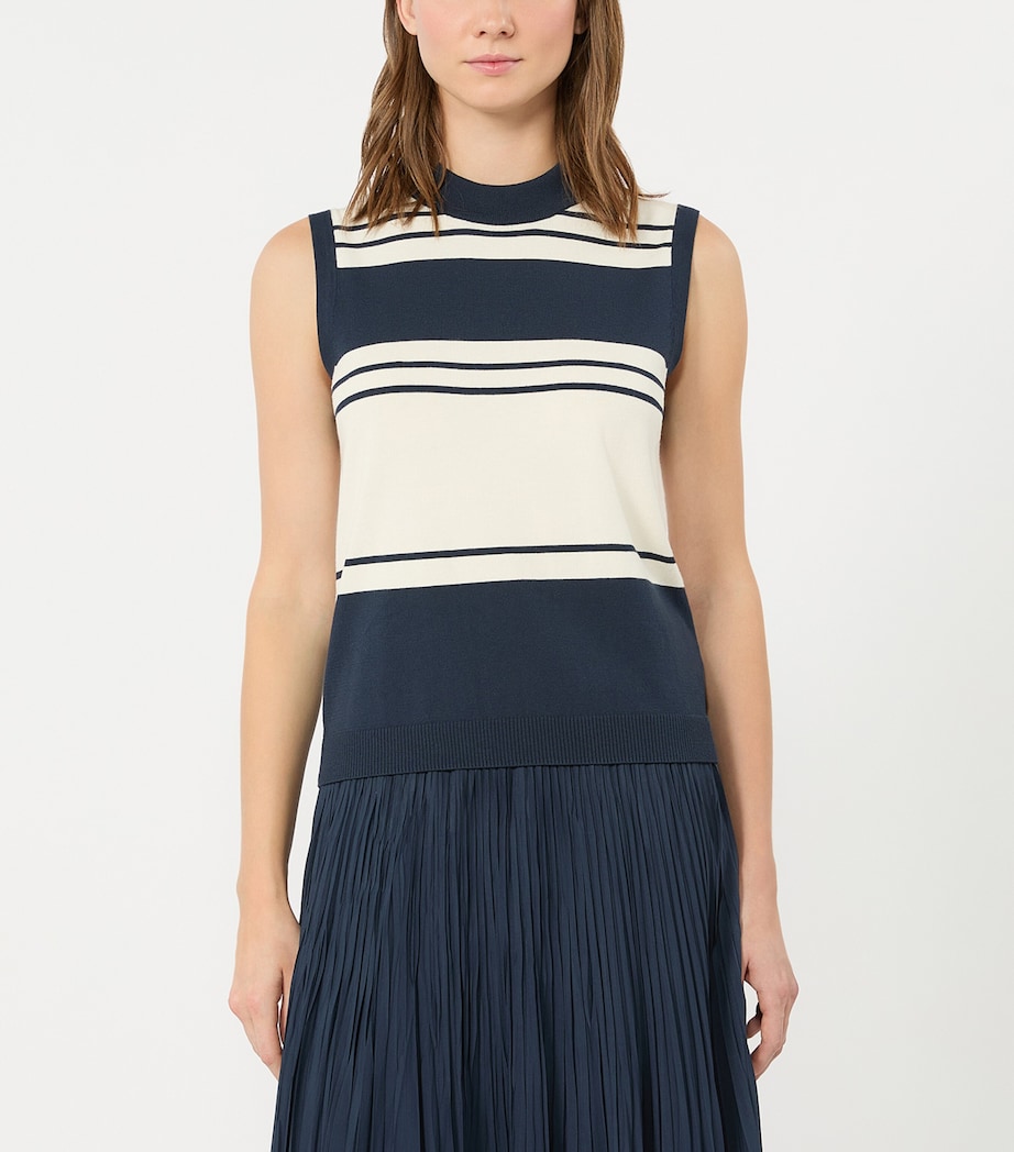 Weekend Max Mara Womens Knitted Stripe Tank Top Navy Image 2