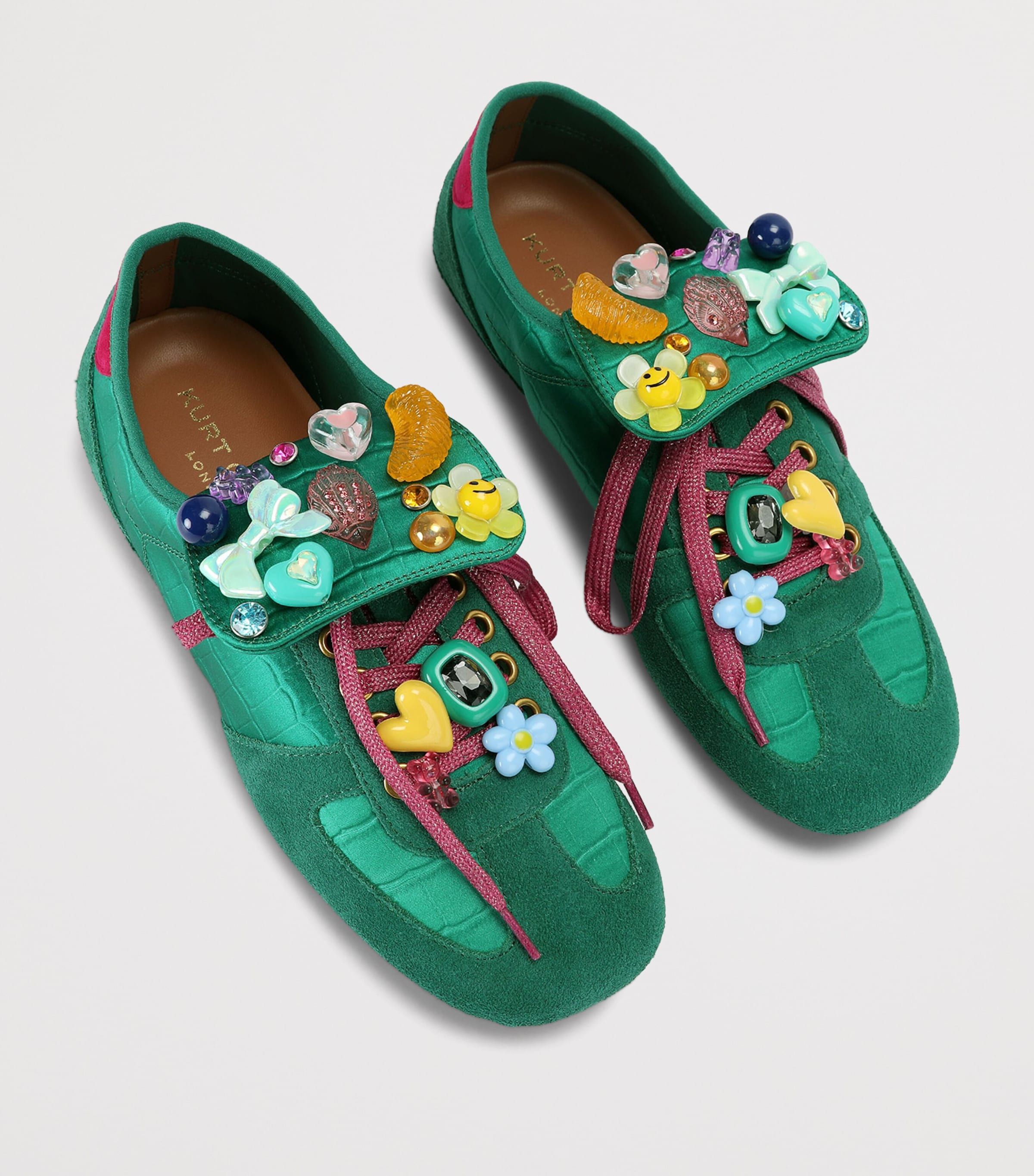 Kurt Geiger London Satin Printed Wembley Sneakers Green Oth Image 4